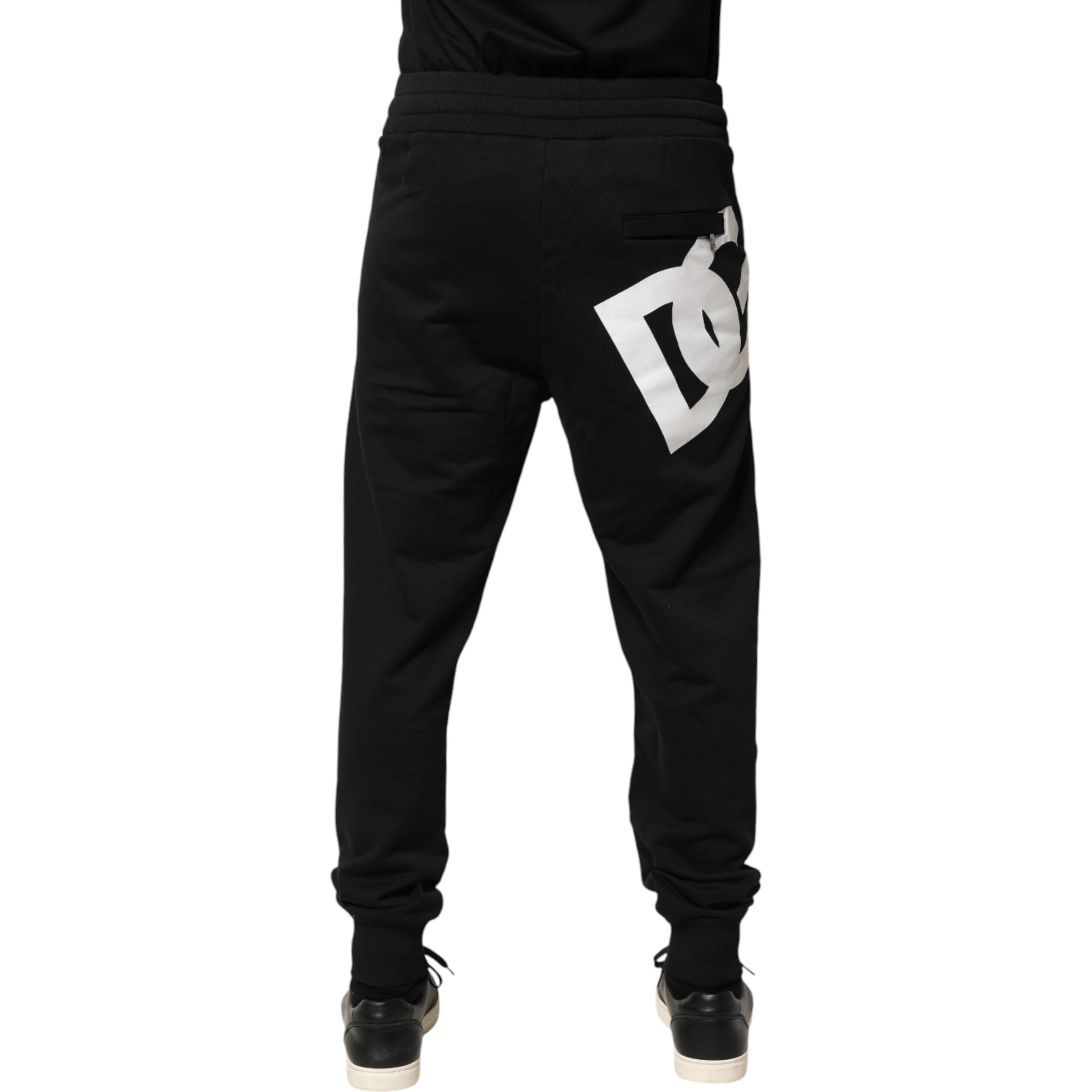 Black Cotton Mid Waist Jogger Trousers Pants