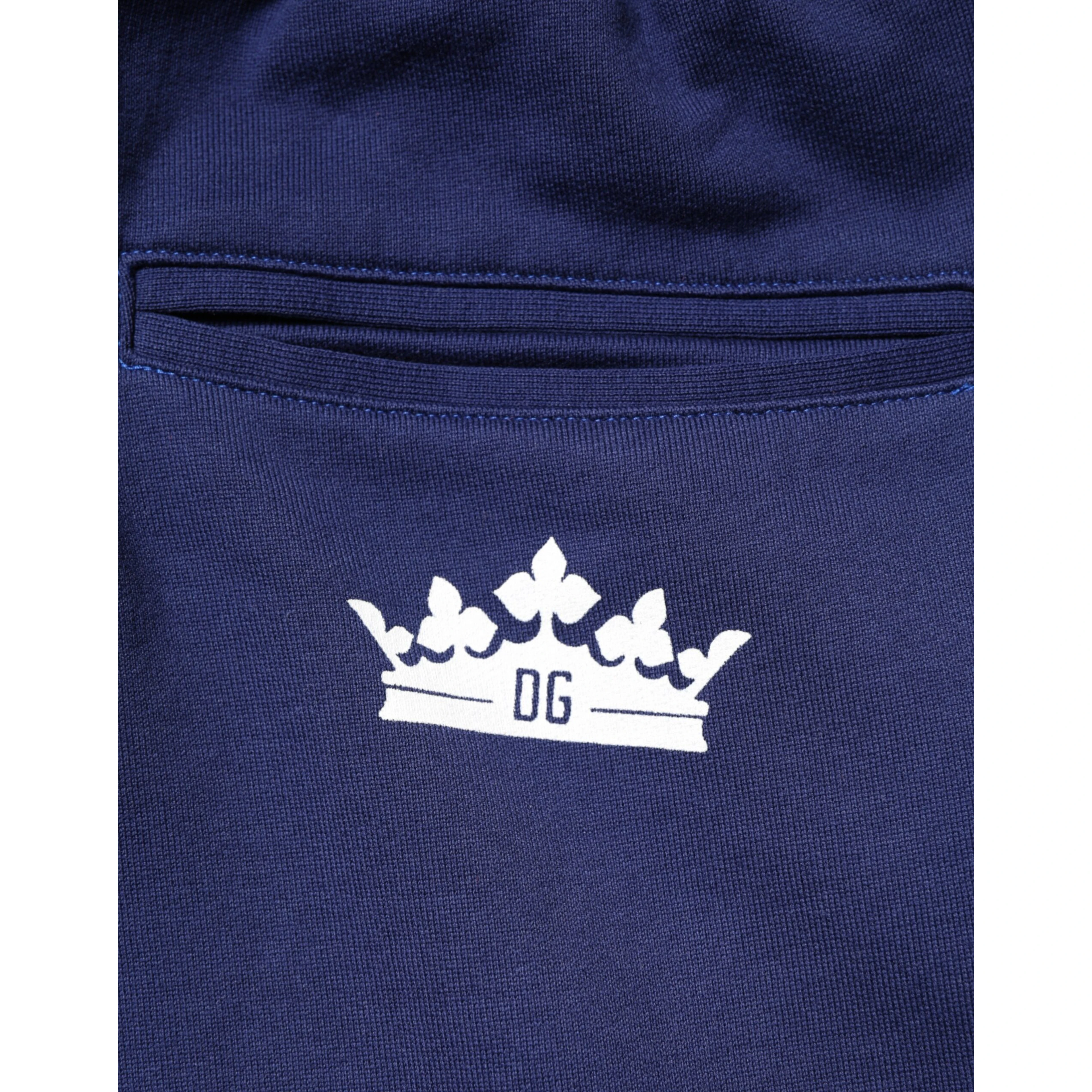 Blue Cotton Mid Waist Jogger Trousers Pants