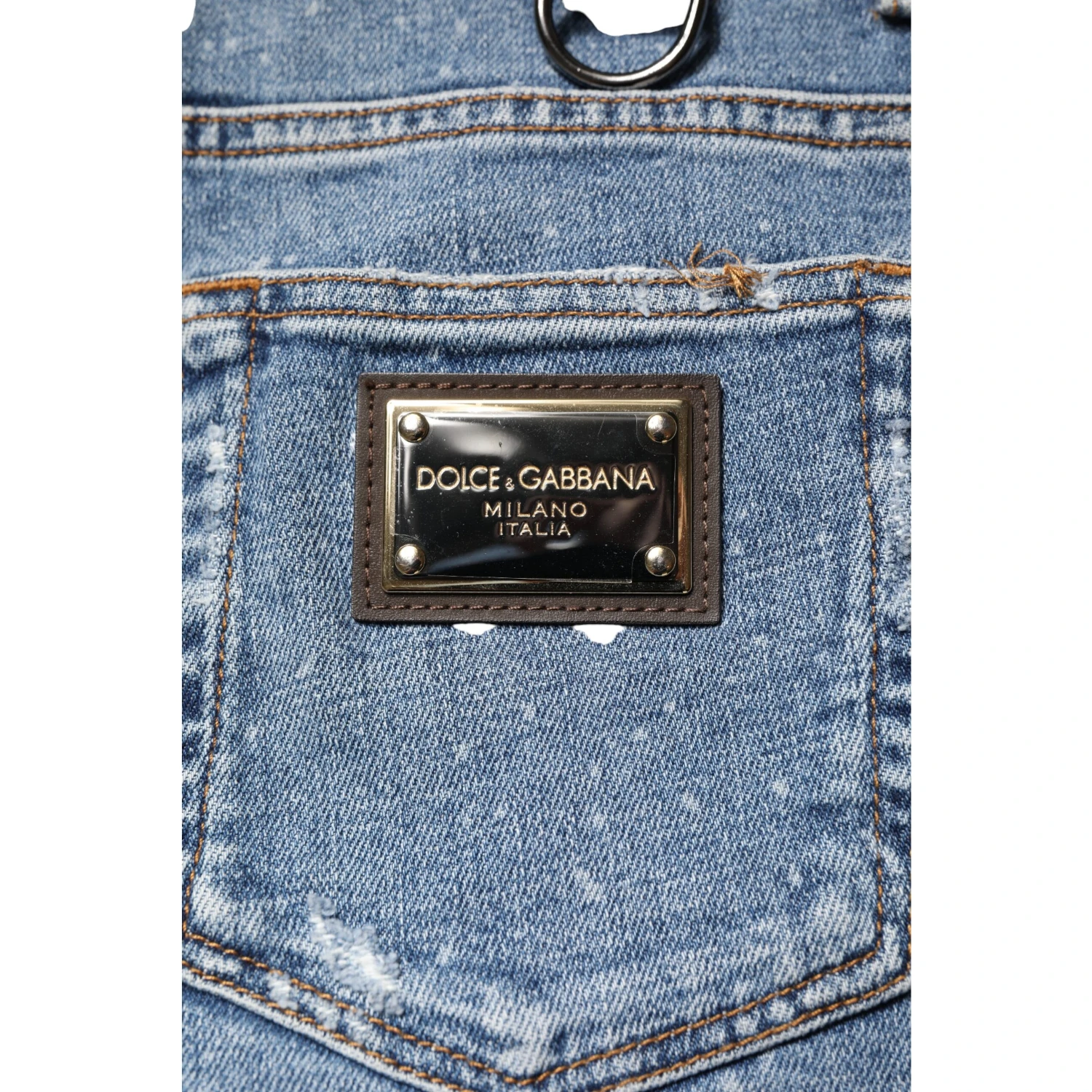 Blue Embellished Cotton Skinny Denim Jeans