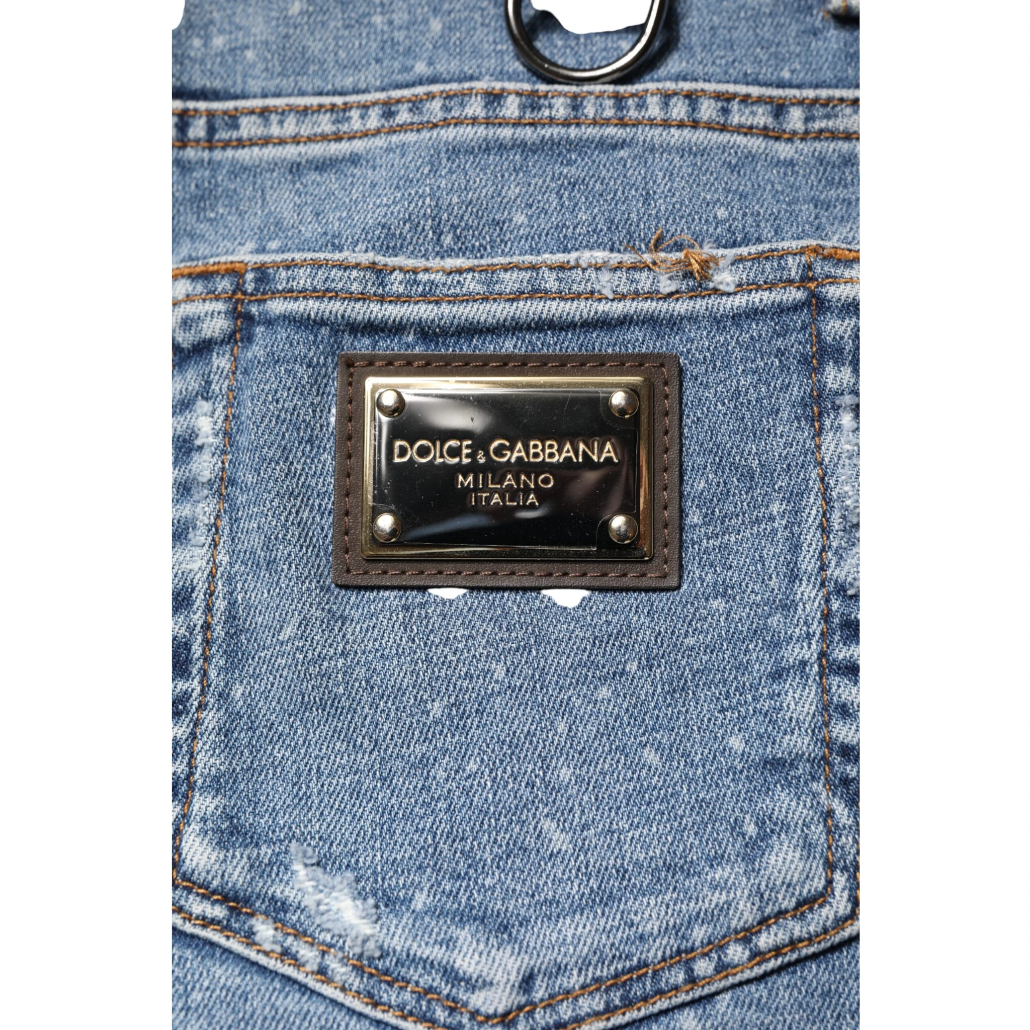Blue Embellished Cotton Skinny Denim Jeans