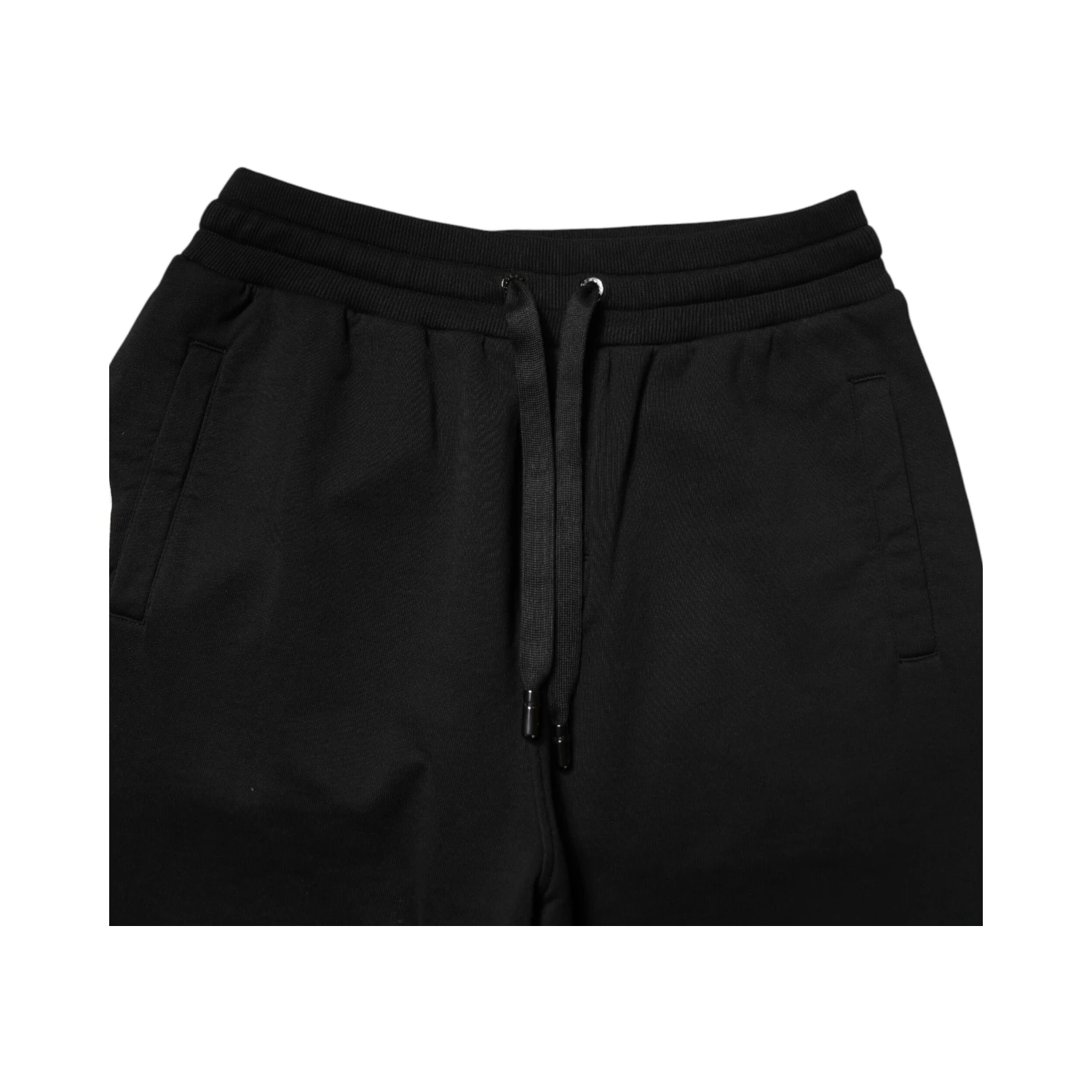 Black Cotton Mid Waist Jogger Trousers Pants
