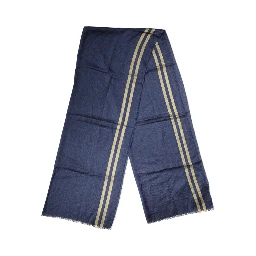 Blue Cashmere Neck Wrap Shawl Fringes Scarf