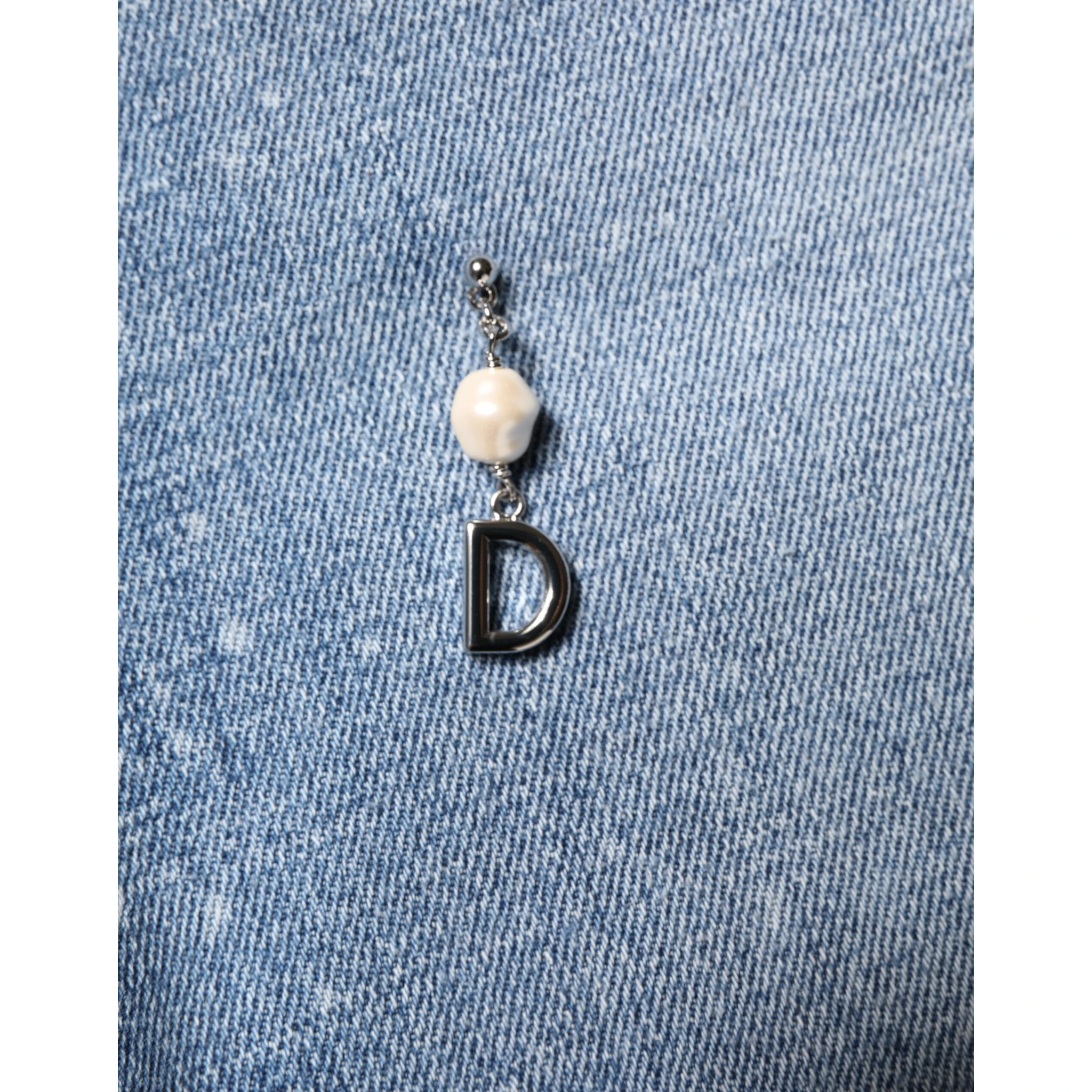 Blue Embellished Cotton Skinny Denim Jeans