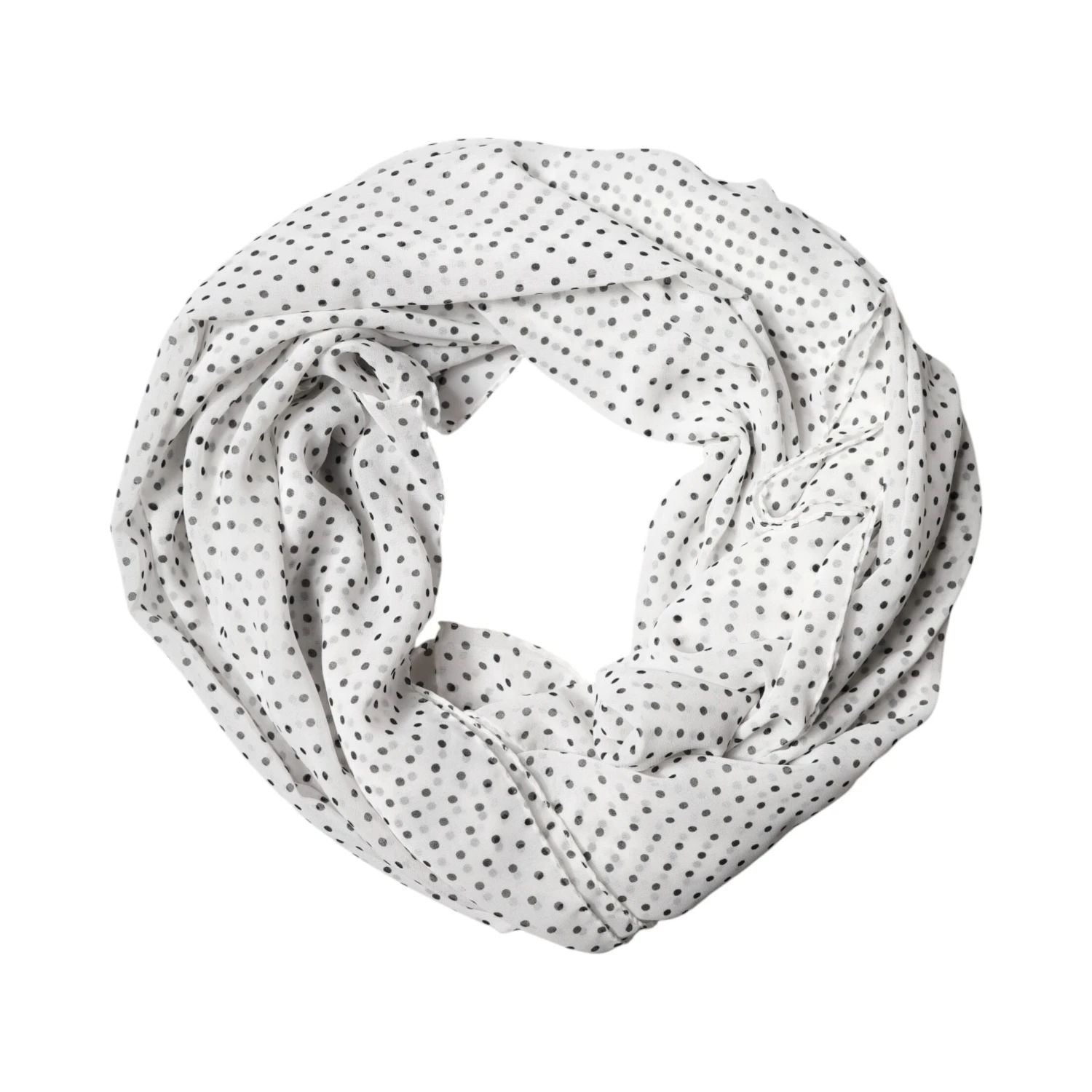 White Polka Dot Polyester Shawl Scarf