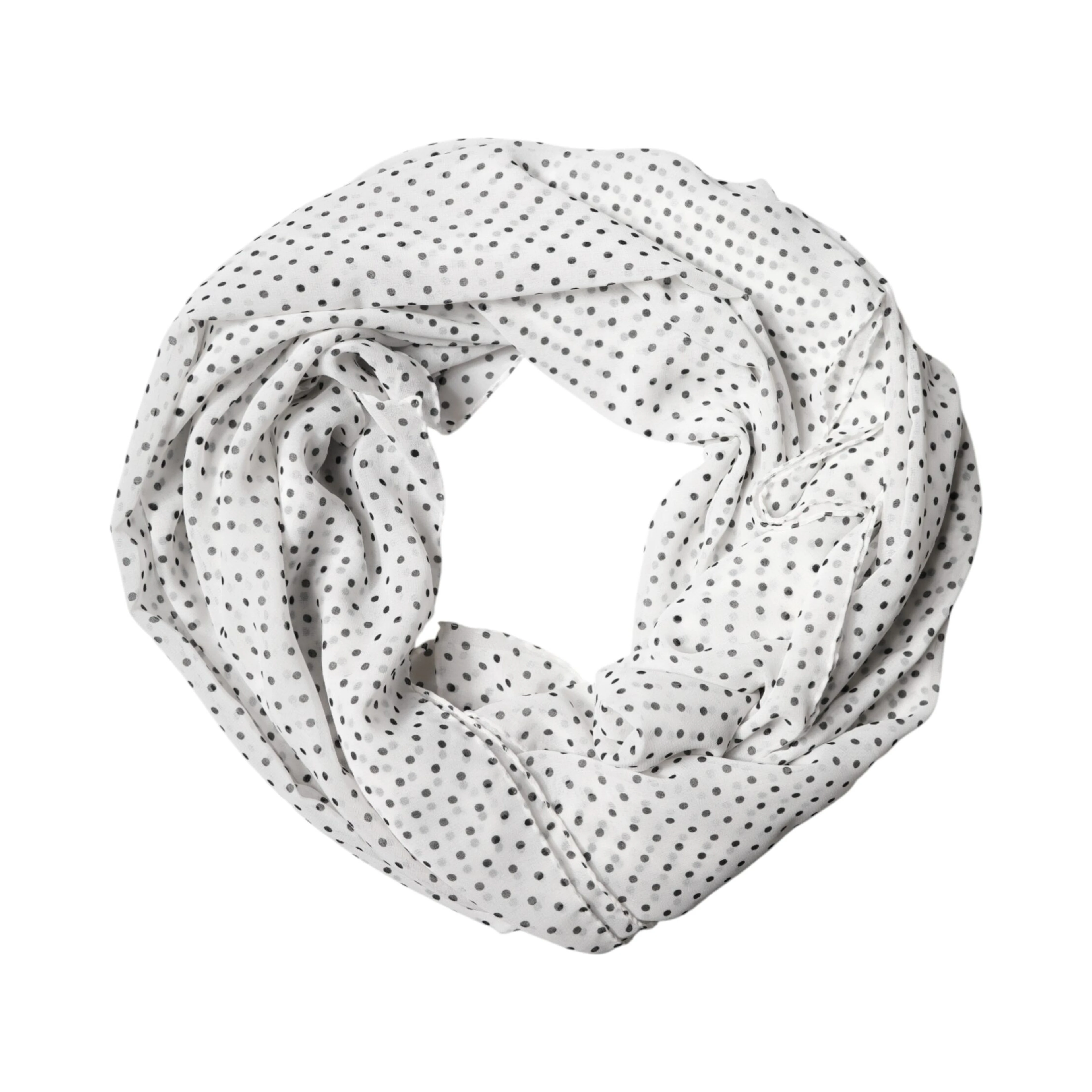 White Polka Dot Polyester Shawl Scarf