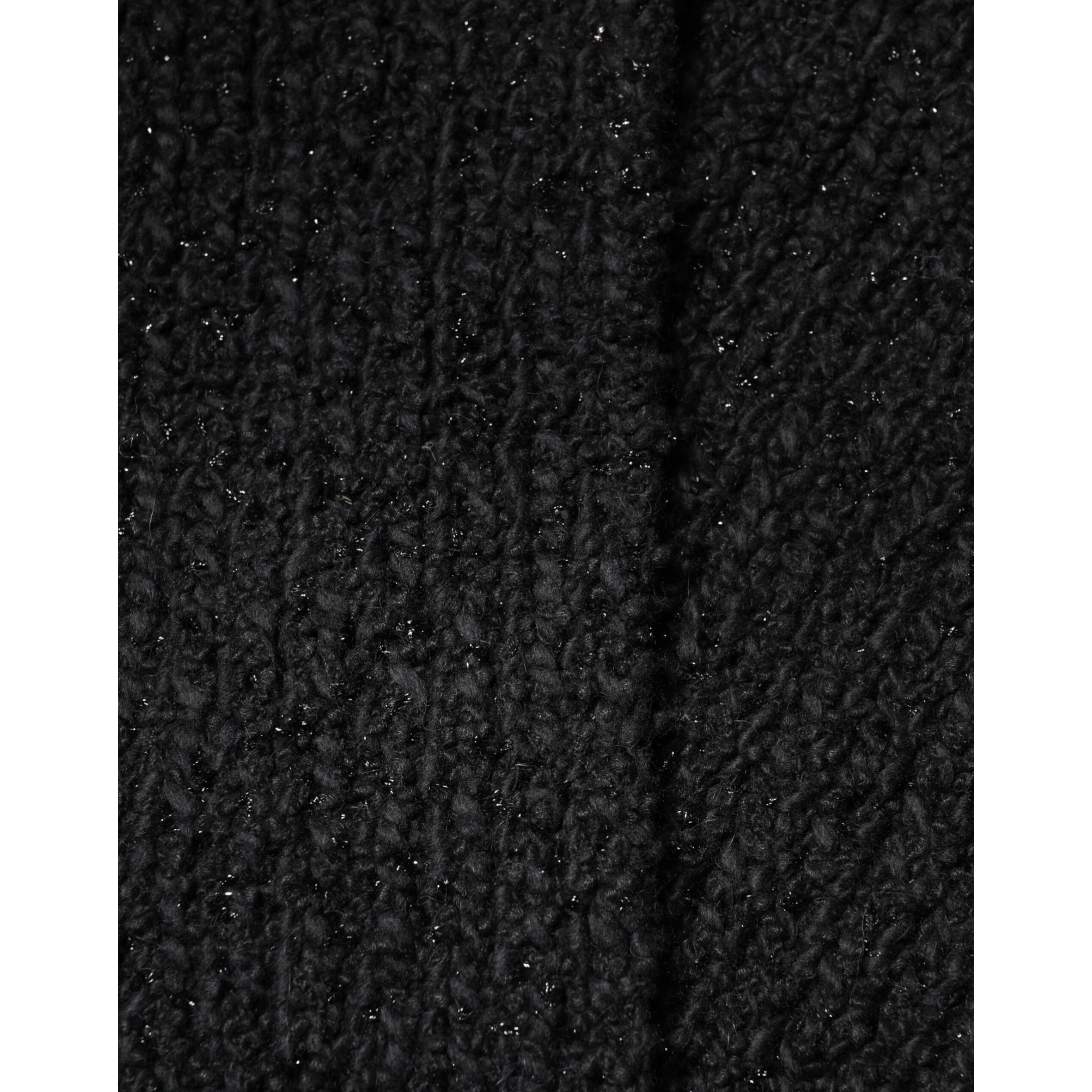 Black Cashmere Knit Shawl Fringes Scarf