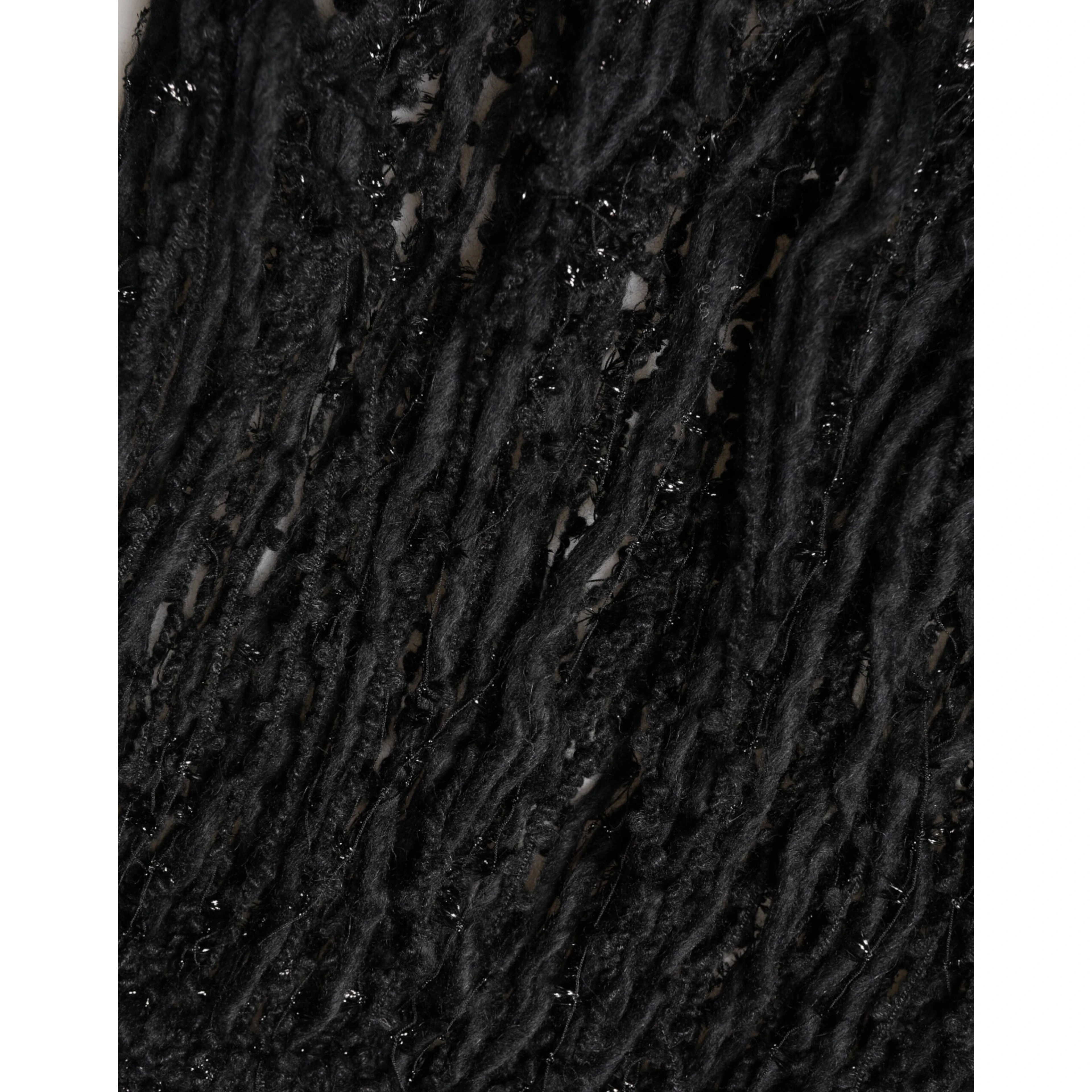 Black Cashmere Knit Shawl Fringes Scarf