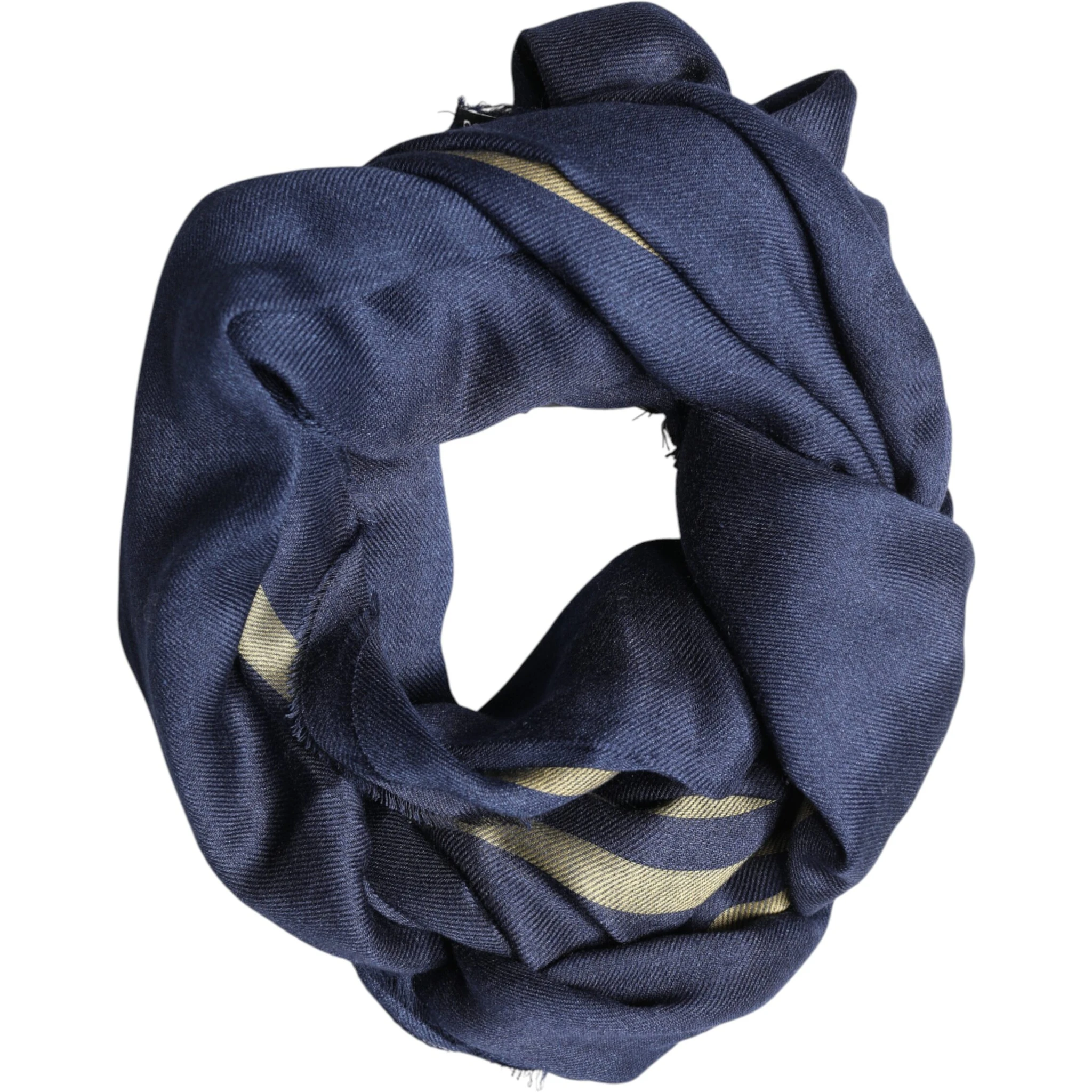Blue Cashmere Neck Wrap Shawl Fringes Scarf