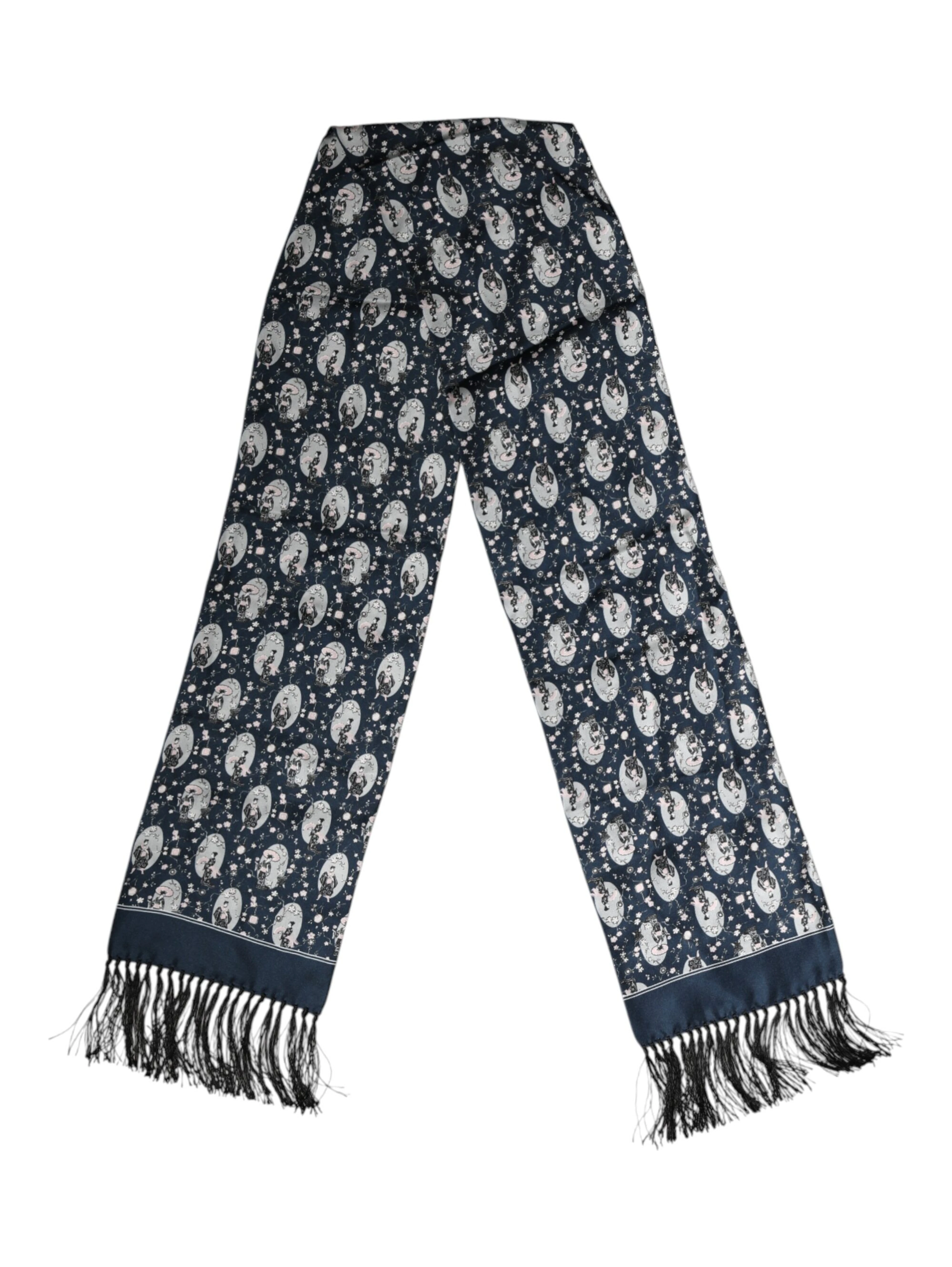 Navy Blue Silk Neck Wrap Shawl Men Scarf