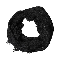 Black Cashmere Knit Shawl Fringes Scarf
