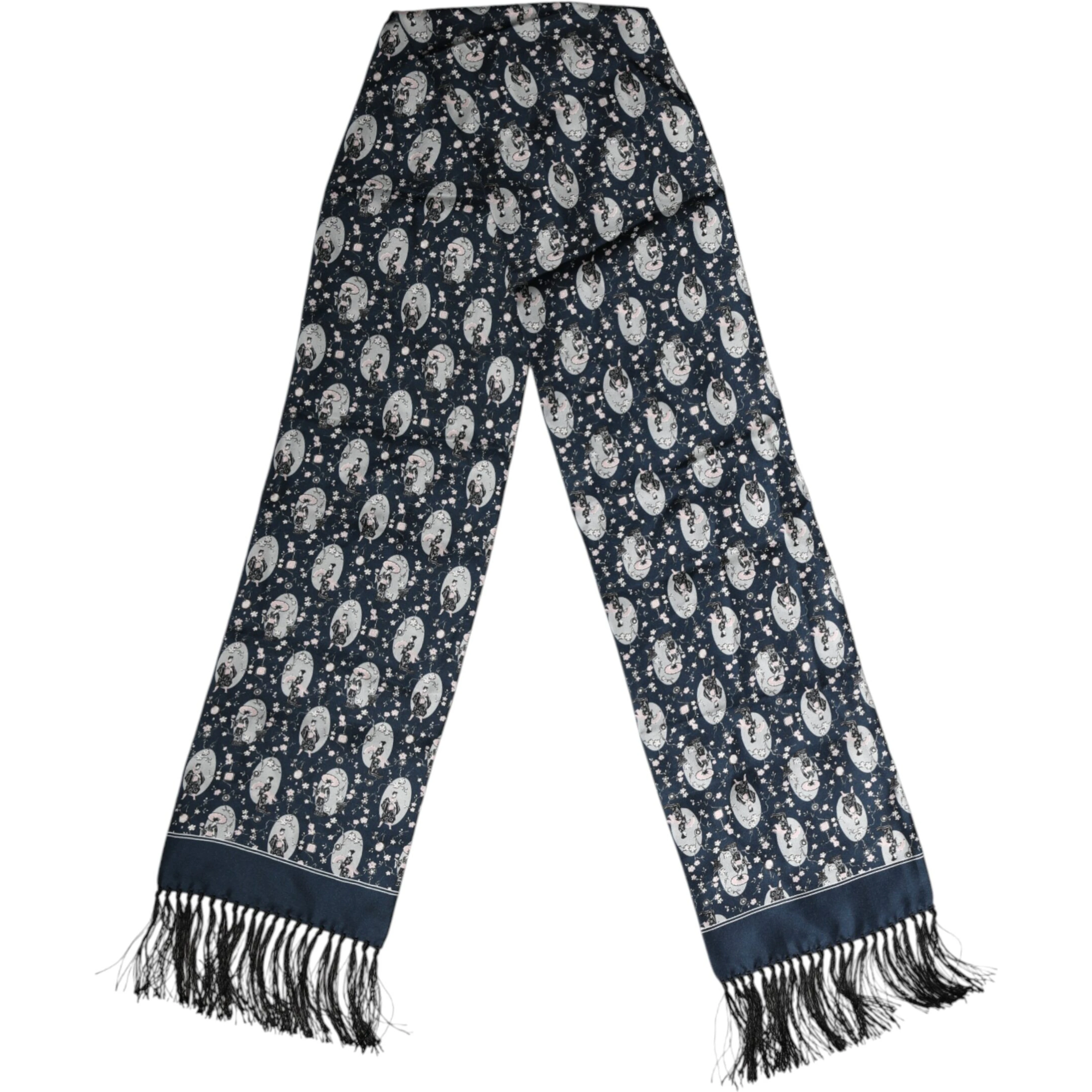 Navy Blue Silk Neck Wrap Shawl Men Scarf