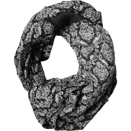 Black White Damask Patterned Lace Men Scarf