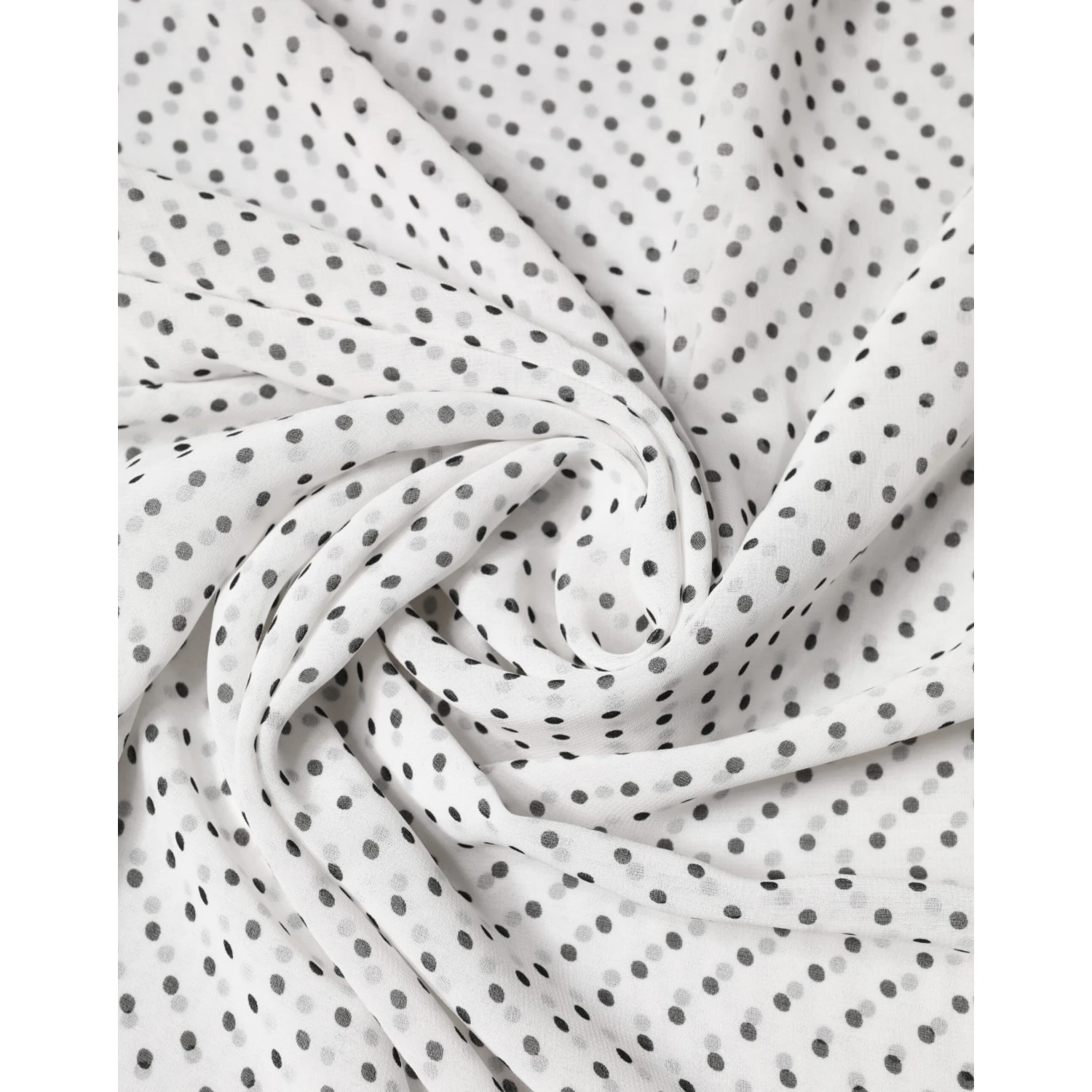 White Polka Dot Polyester Shawl Scarf