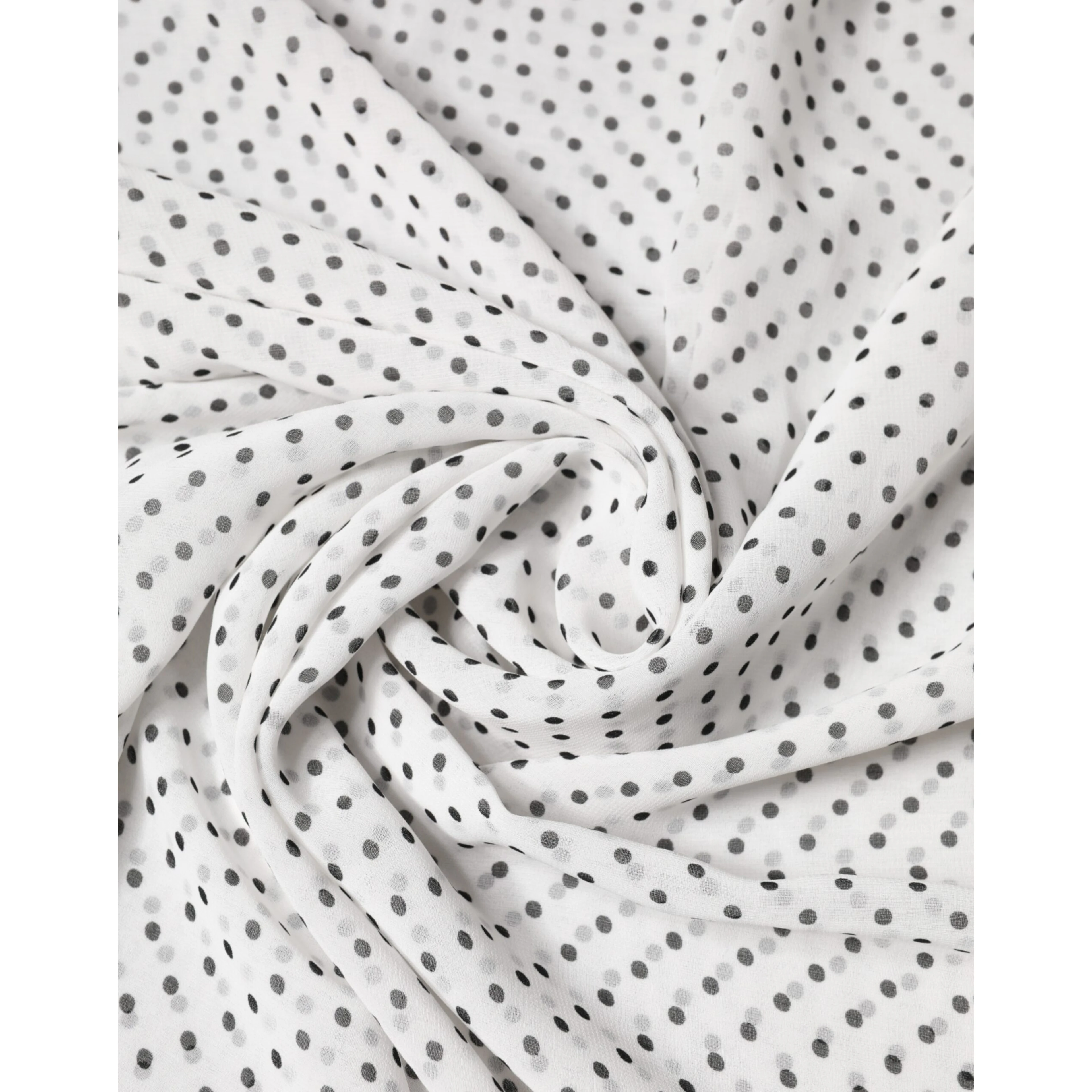 White Polka Dot Polyester Shawl Scarf