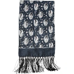 Navy Blue Silk Neck Wrap Shawl Men Scarf