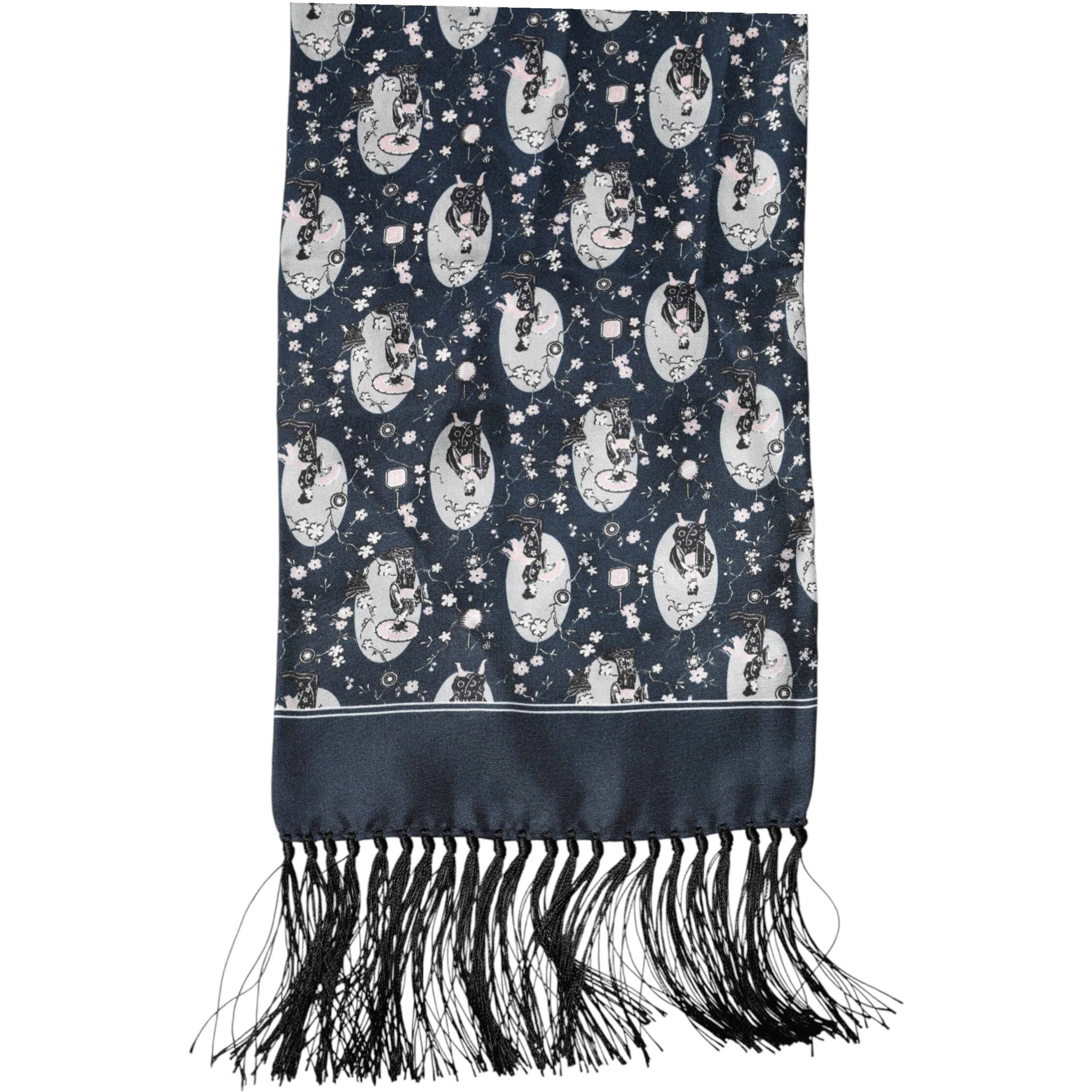 Navy Blue Silk Neck Wrap Shawl Men Scarf