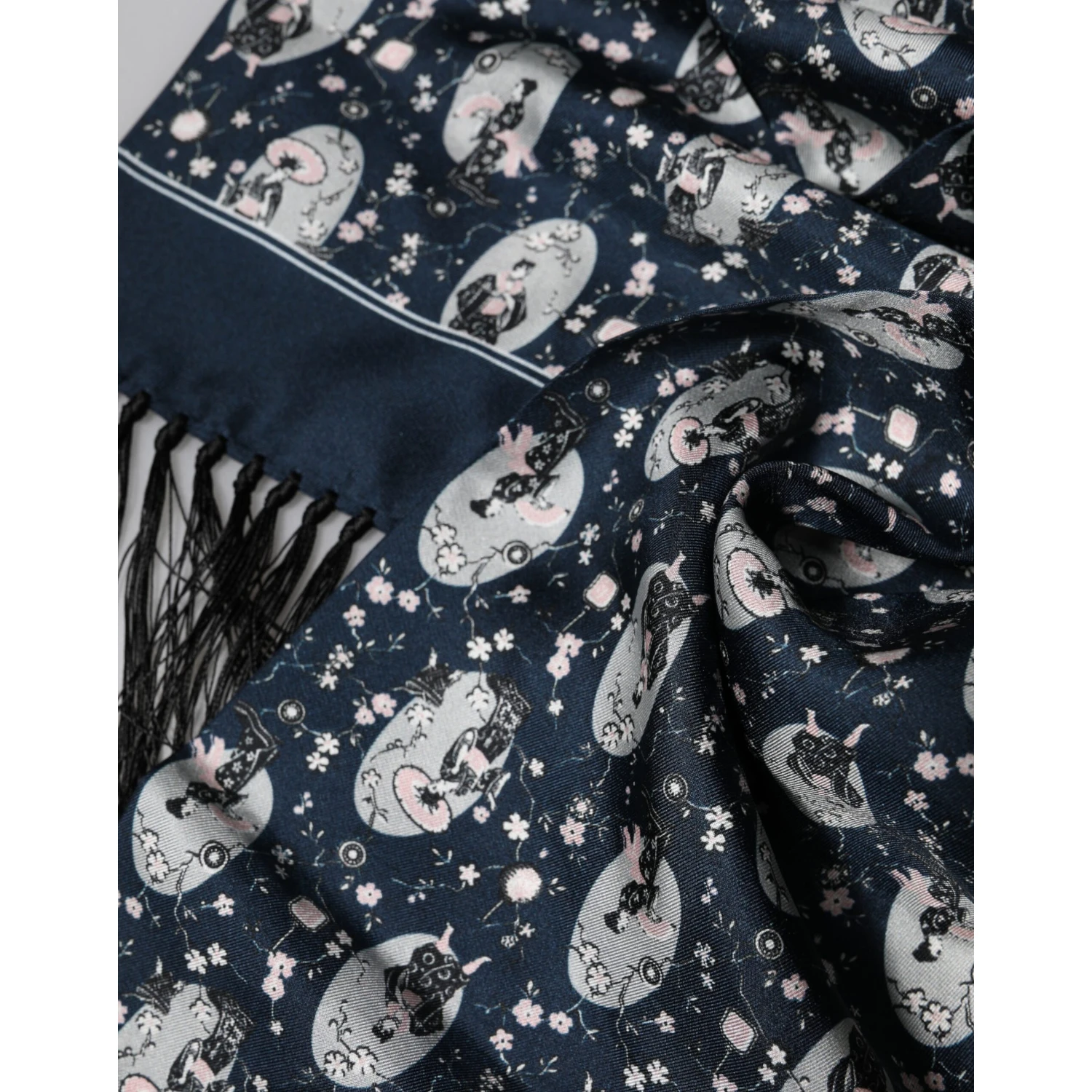 Navy Blue Silk Neck Wrap Shawl Men Scarf