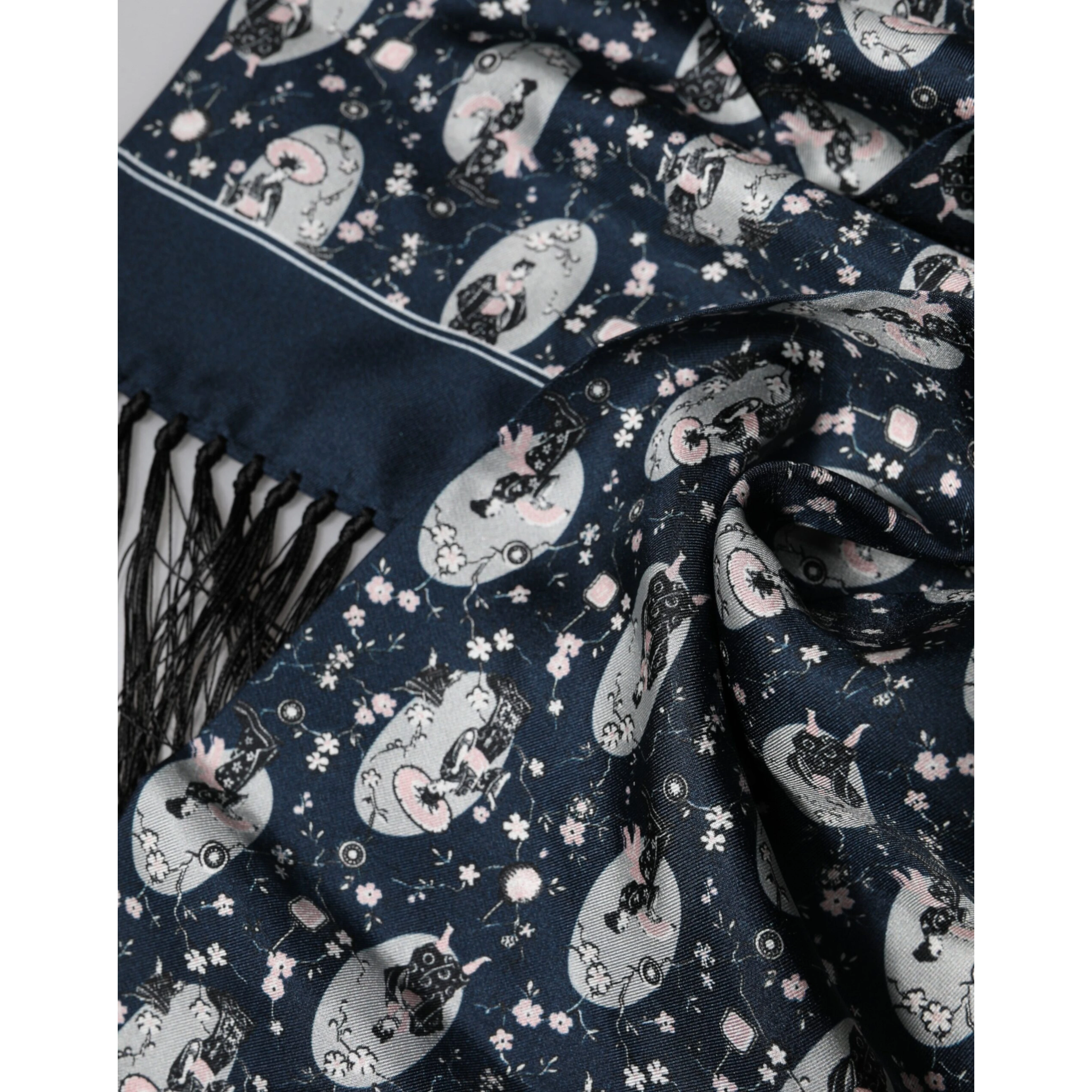 Navy Blue Silk Neck Wrap Shawl Men Scarf