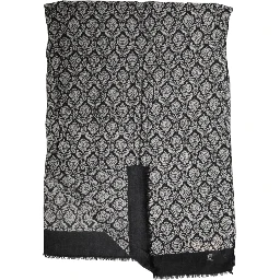 Black White Damask Patterned Lace Men Scarf