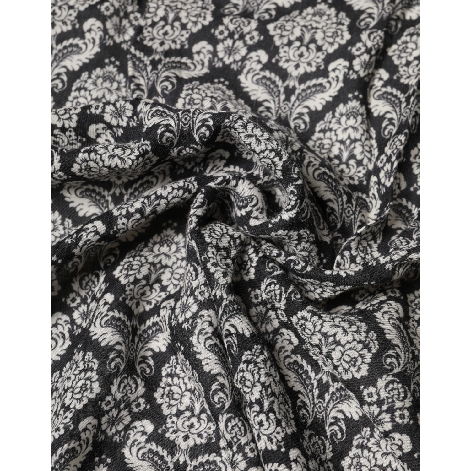 Black White Damask Patterned Lace Men Scarf