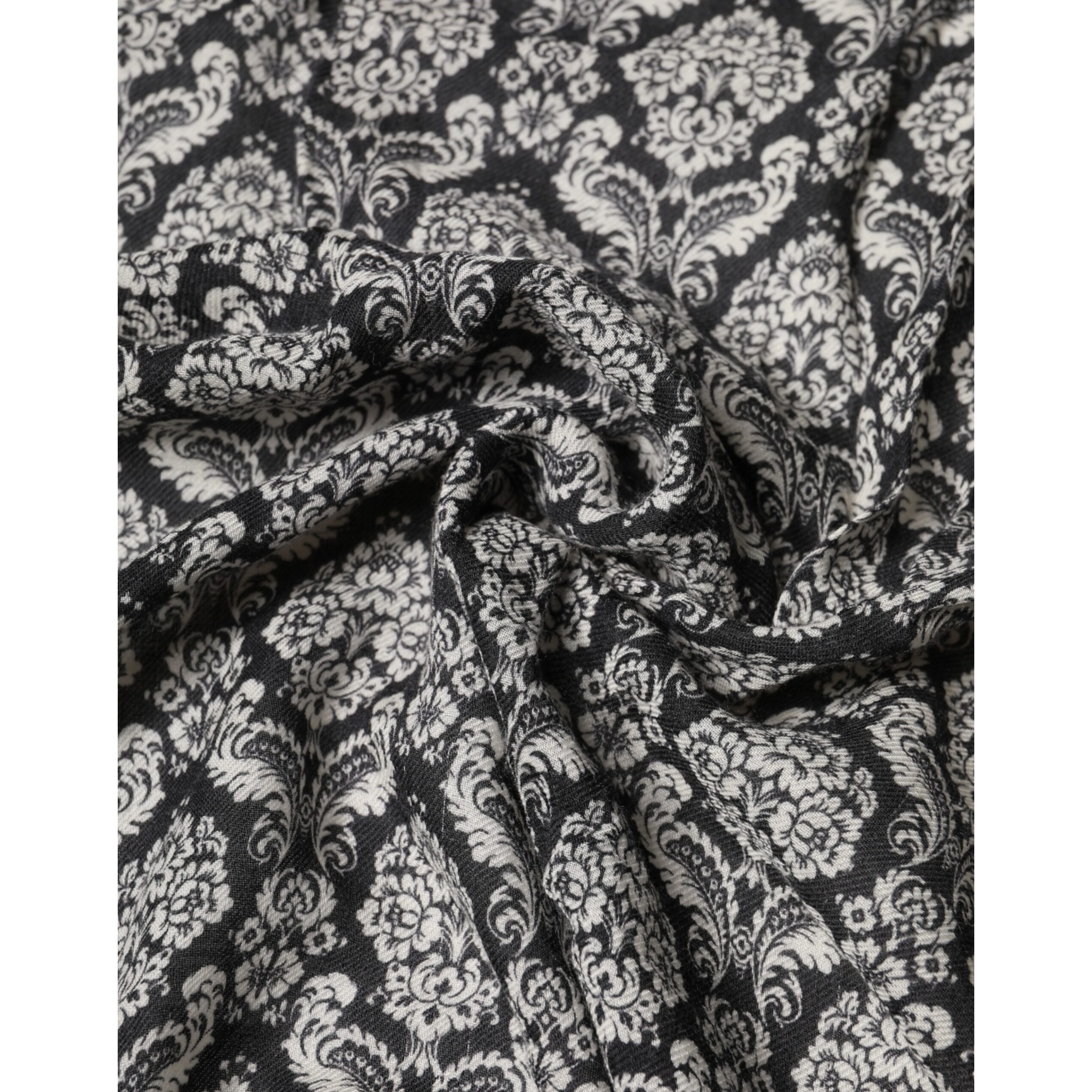 Black White Damask Patterned Lace Men Scarf