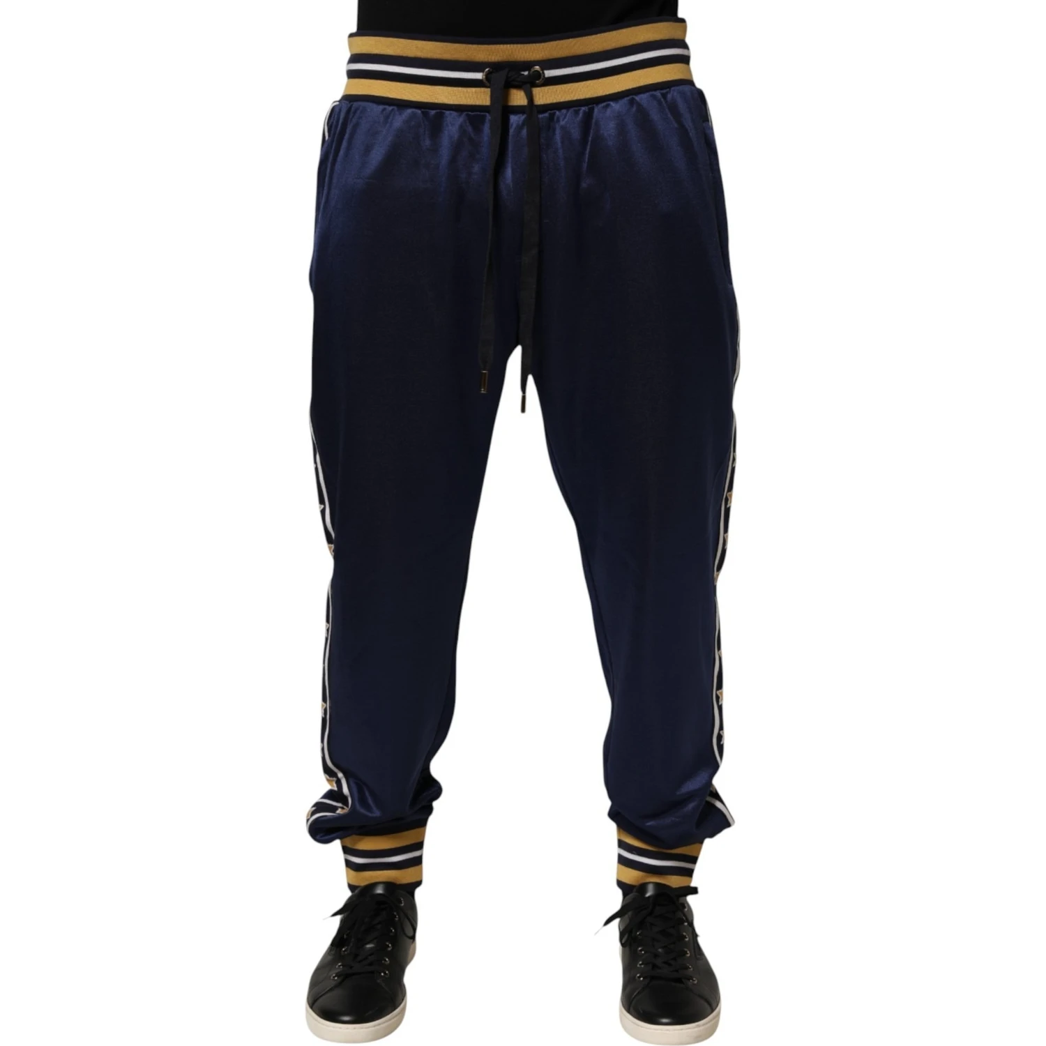 Blue Nylon Jogger Mid Waist Trouser Pants