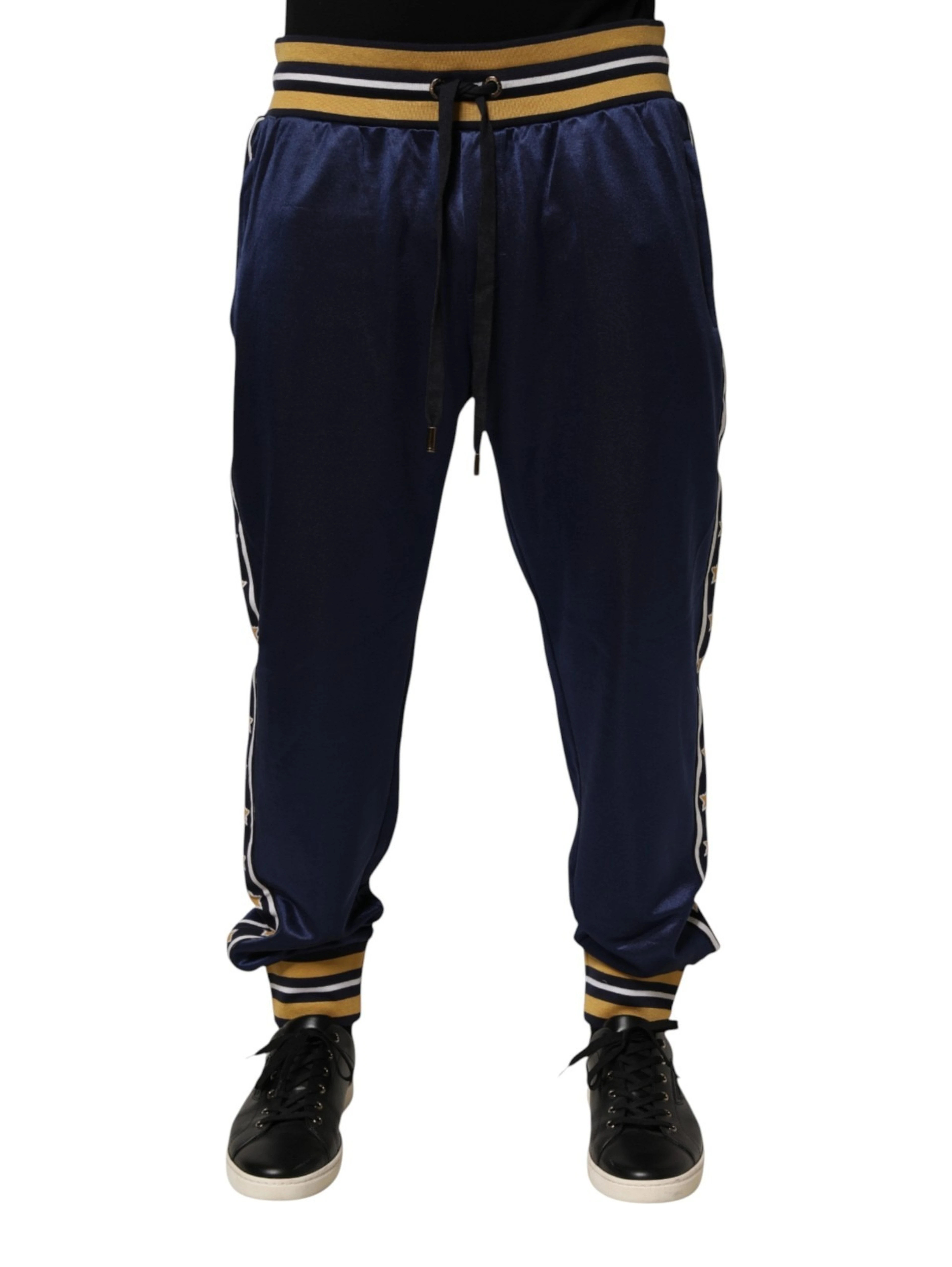 Blue Nylon Jogger Mid Waist Trouser Pants