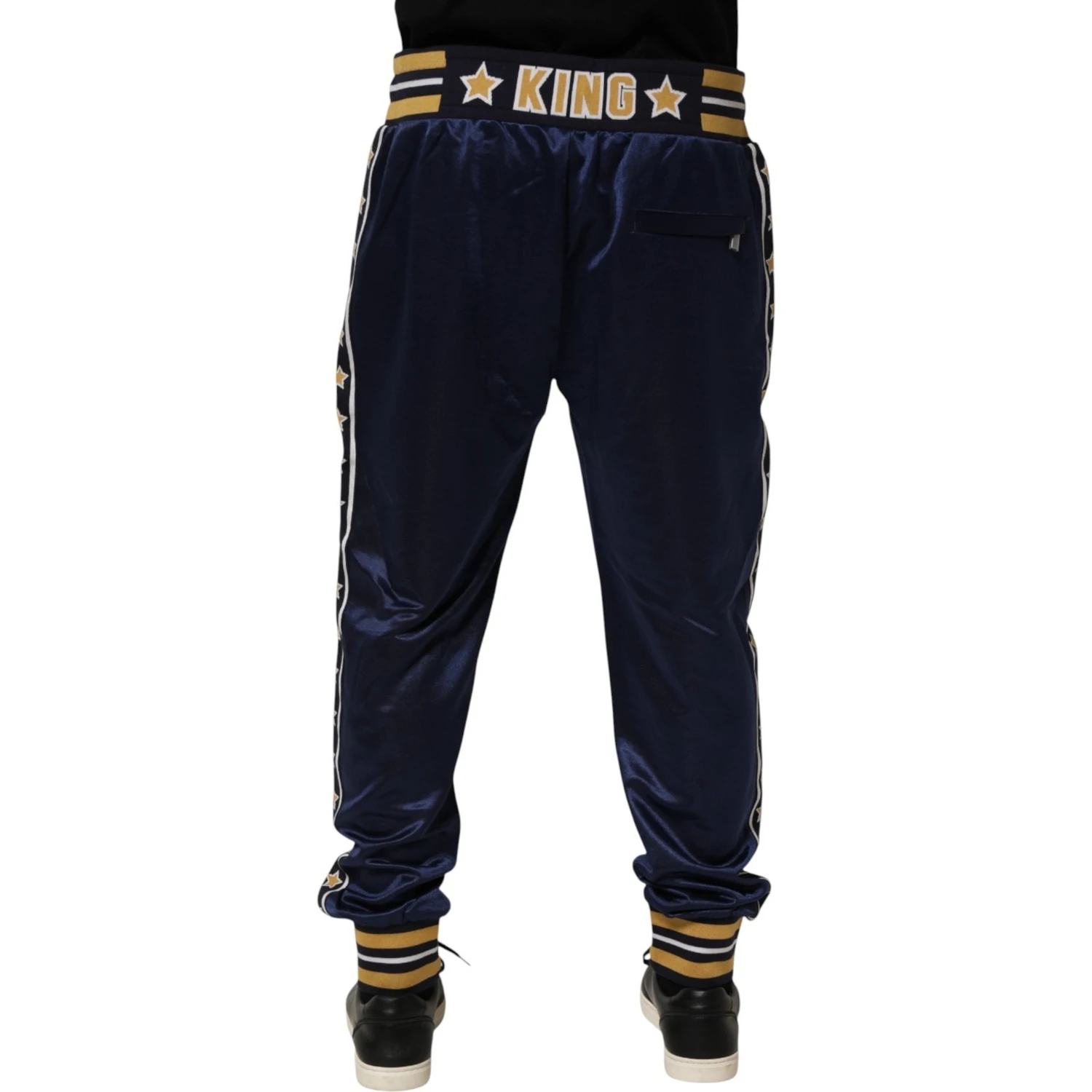 Blue Nylon Jogger Mid Waist Trouser Pants