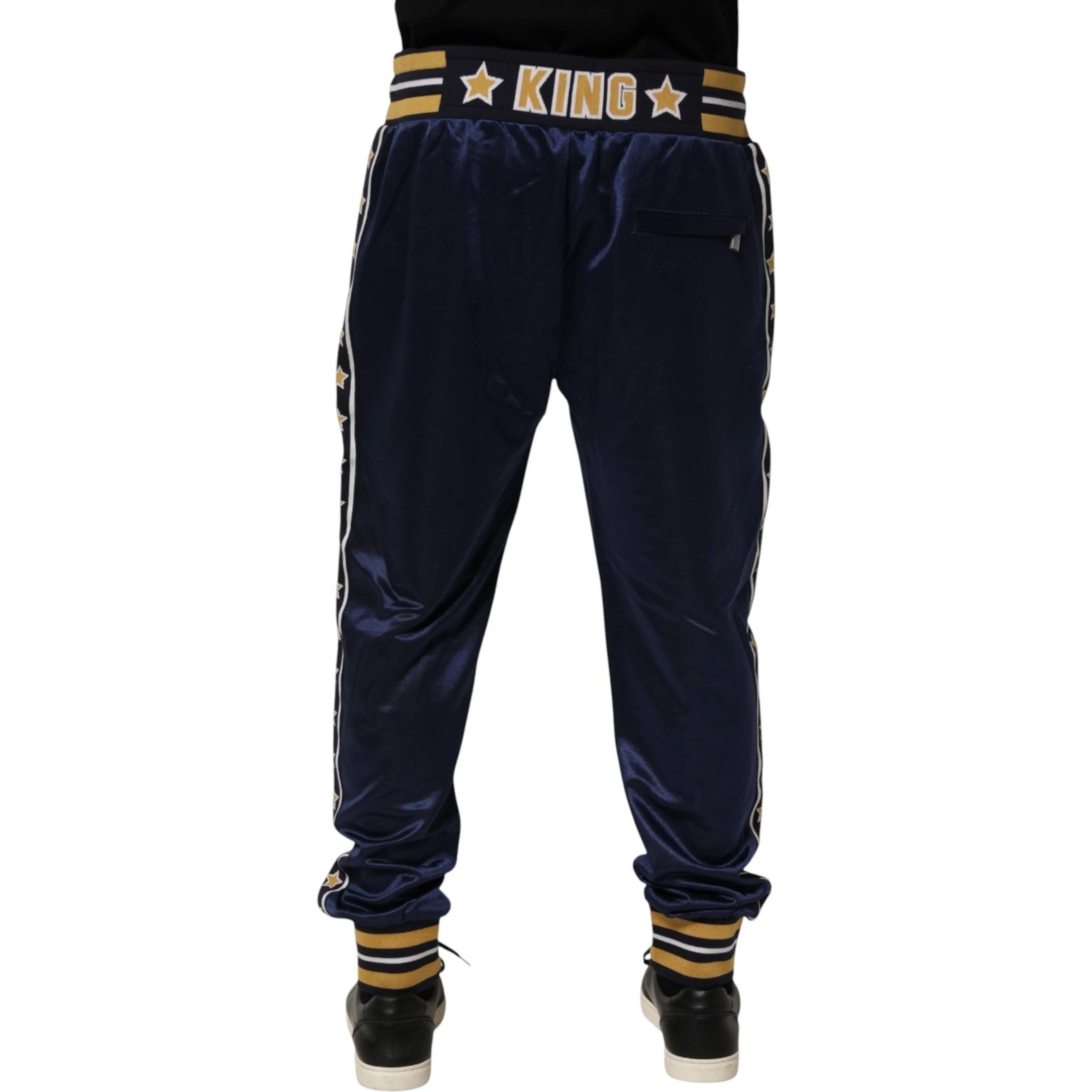 Blue Nylon Jogger Mid Waist Trouser Pants