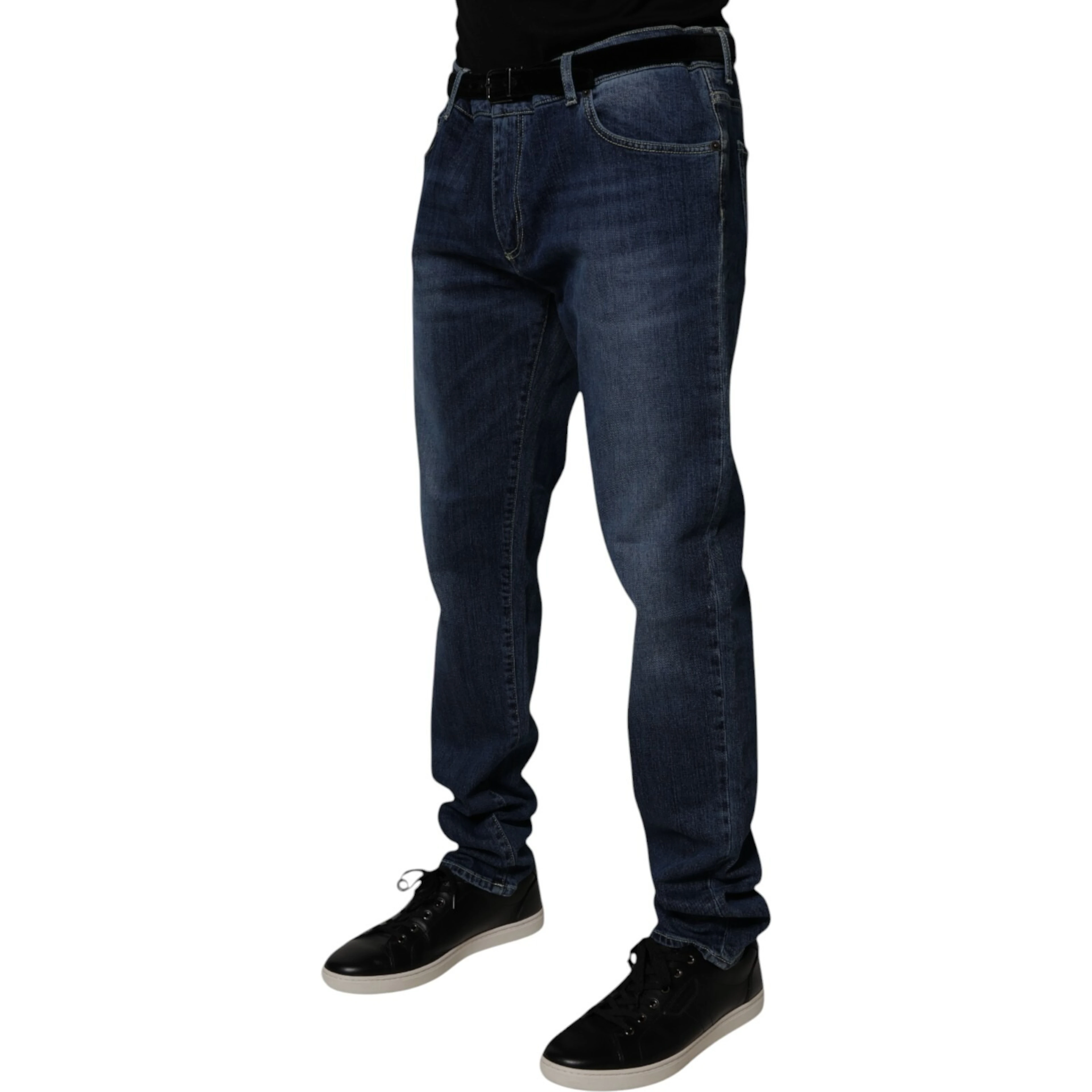 Blue Washed Cotton Stretch SkinnyDenim Jeans