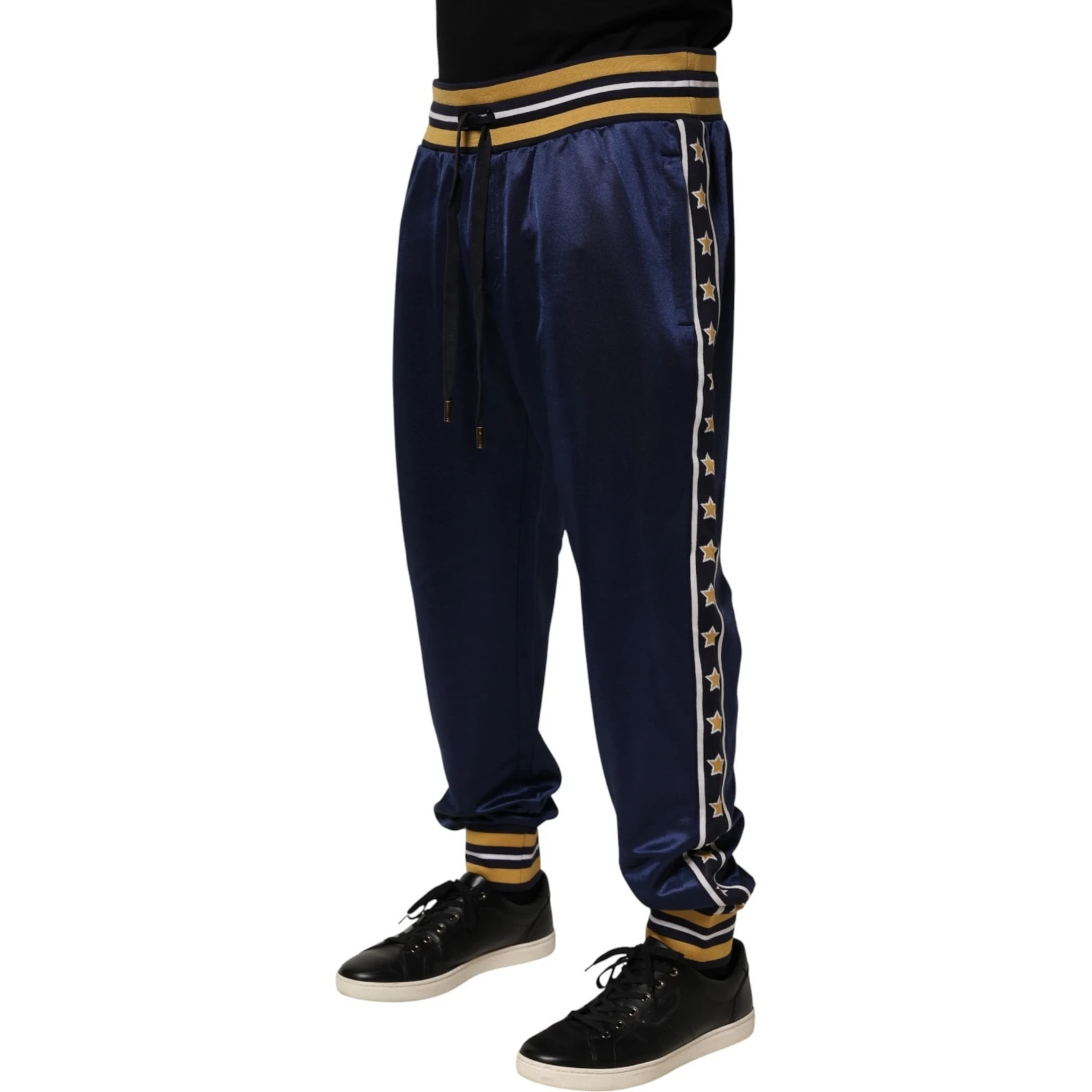 Blue Nylon Jogger Mid Waist Trouser Pants