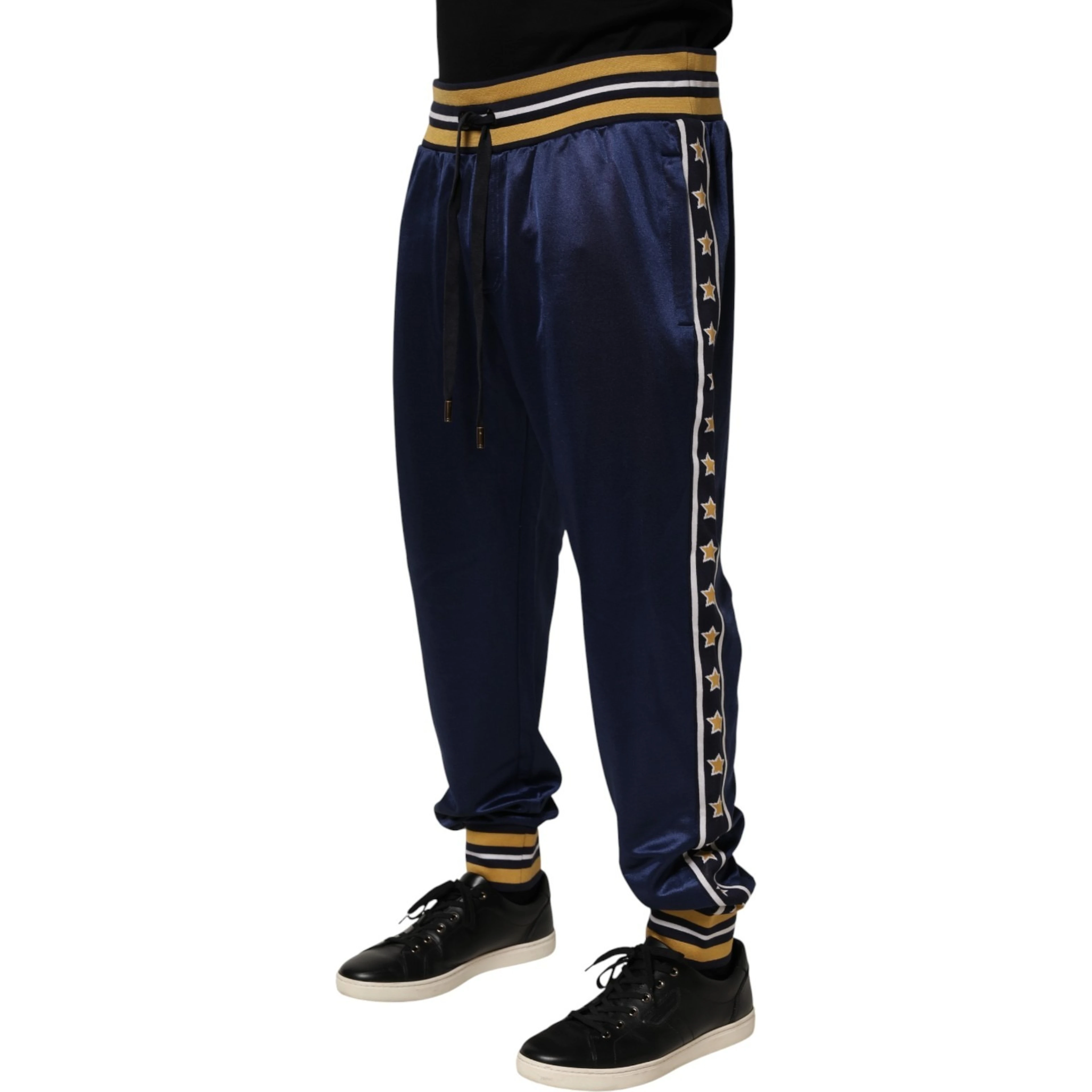 Blue Nylon Jogger Mid Waist Trouser Pants