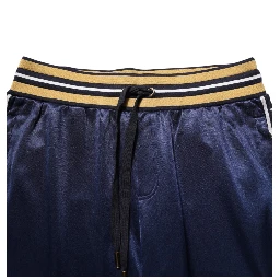 Blue Nylon Jogger Mid Waist Trouser Pants