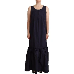 Navy Blue Sleeveless Round Neck Mermaid Long Dress