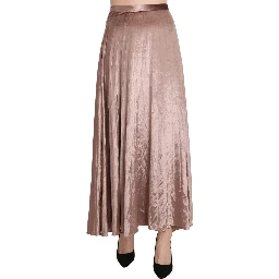 Chocolate Viscose High Waist A-line Maxi Skirt