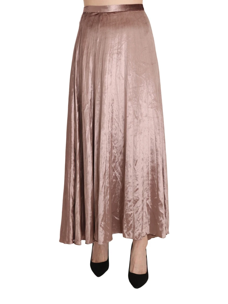 Chocolate Viscose High Waist A-line Maxi Skirt