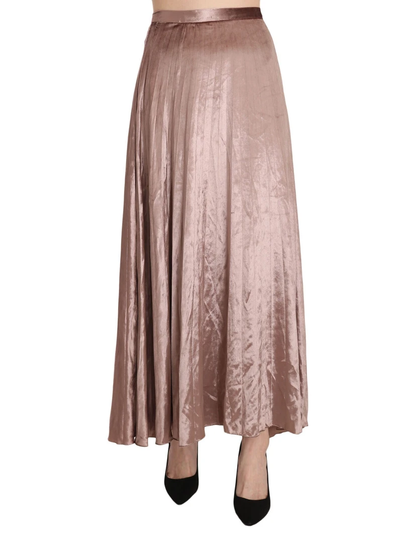 Chocolate Viscose High Waist A-line Maxi Skirt