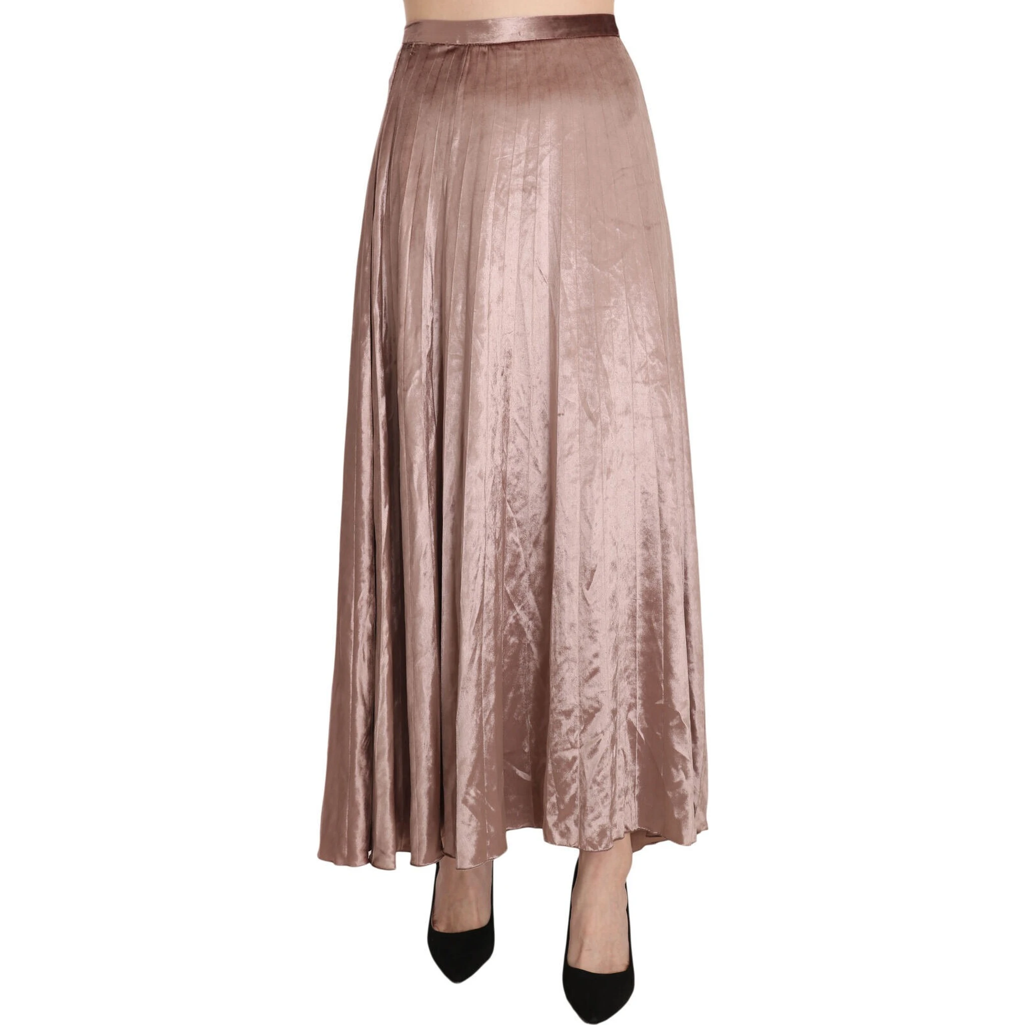 Chocolate Viscose High Waist A-line Maxi Skirt