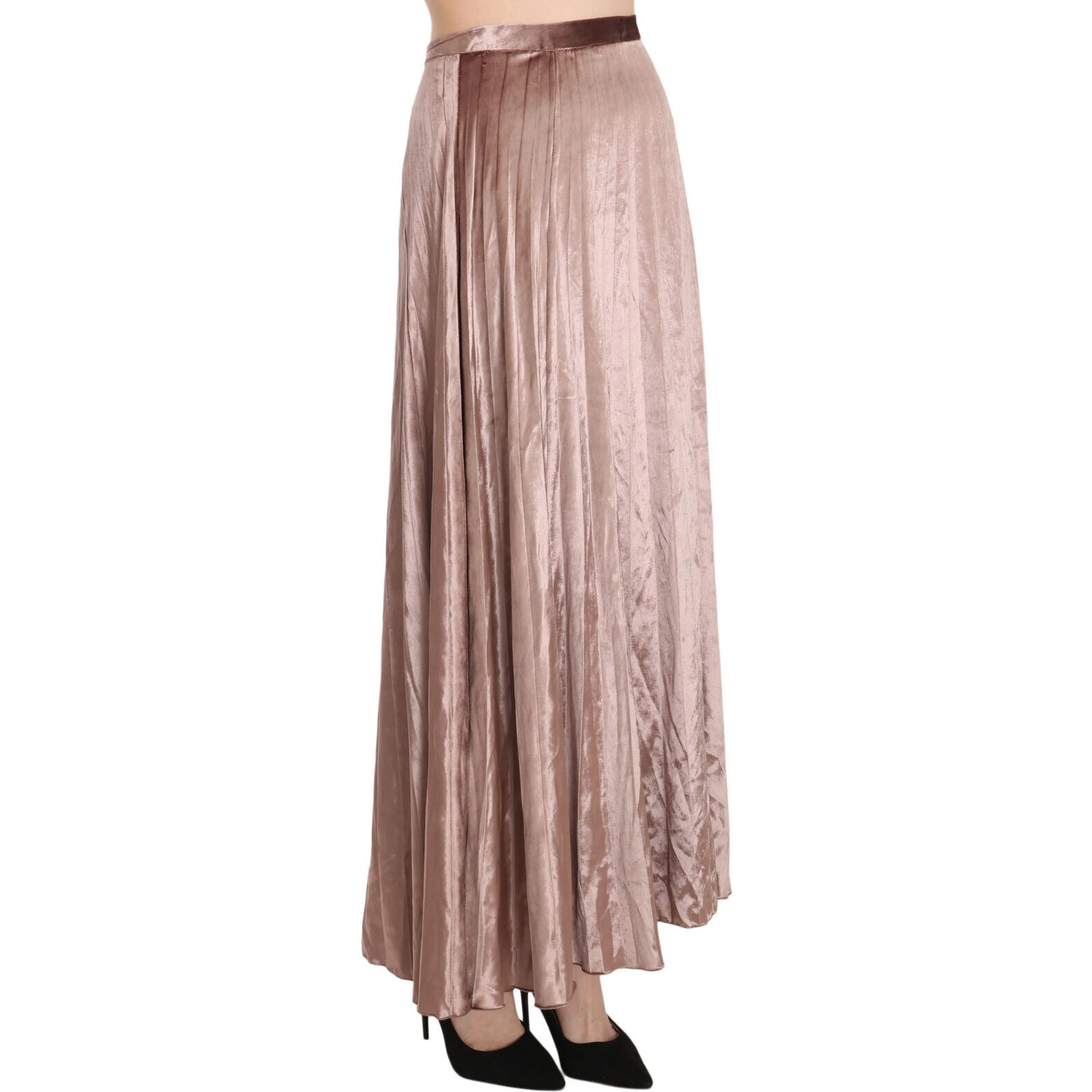 Chocolate Viscose High Waist A-line Maxi Skirt