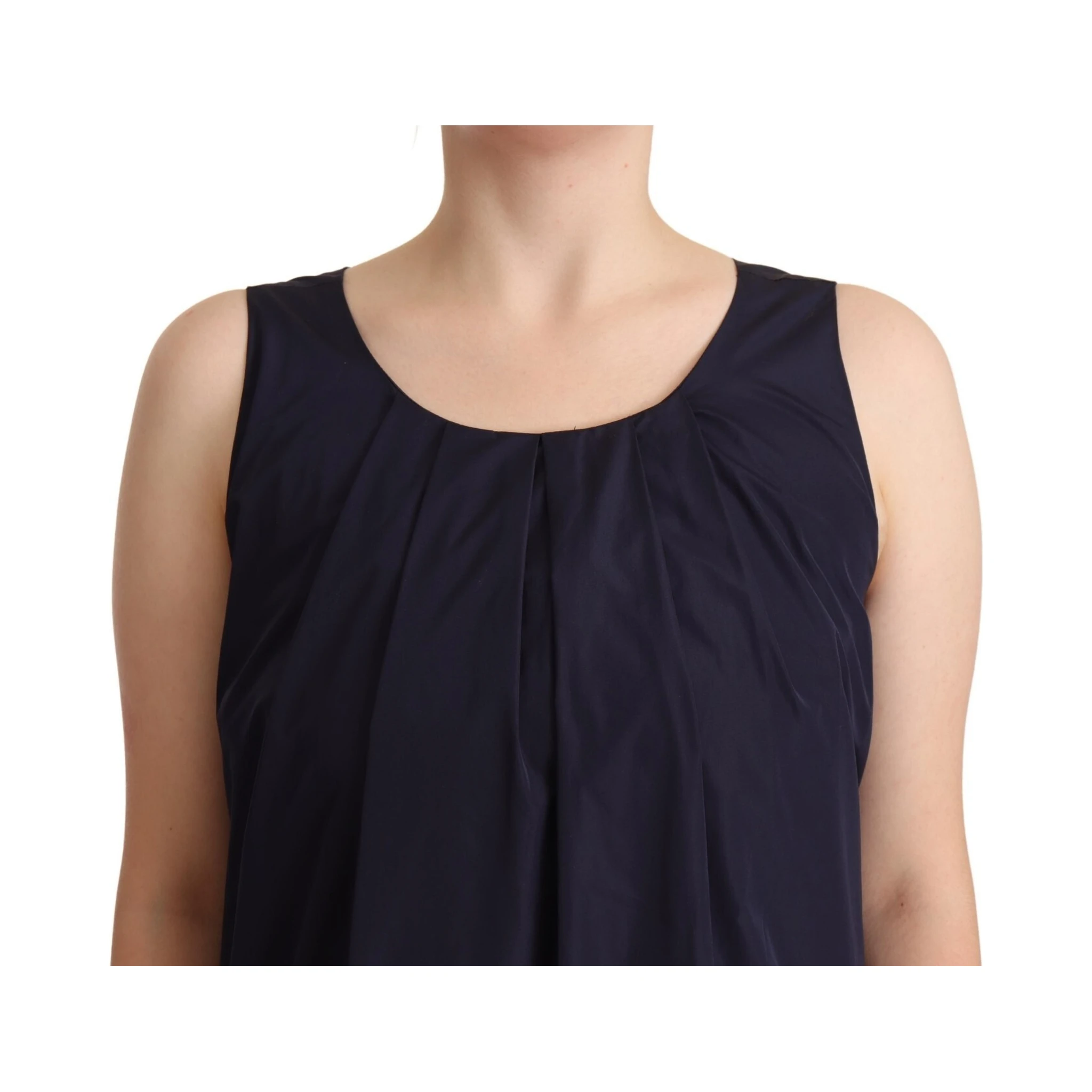 Navy Blue Sleeveless Round Neck Mermaid Long Dress