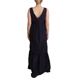 Navy Blue Sleeveless Round Neck Mermaid Long Dress