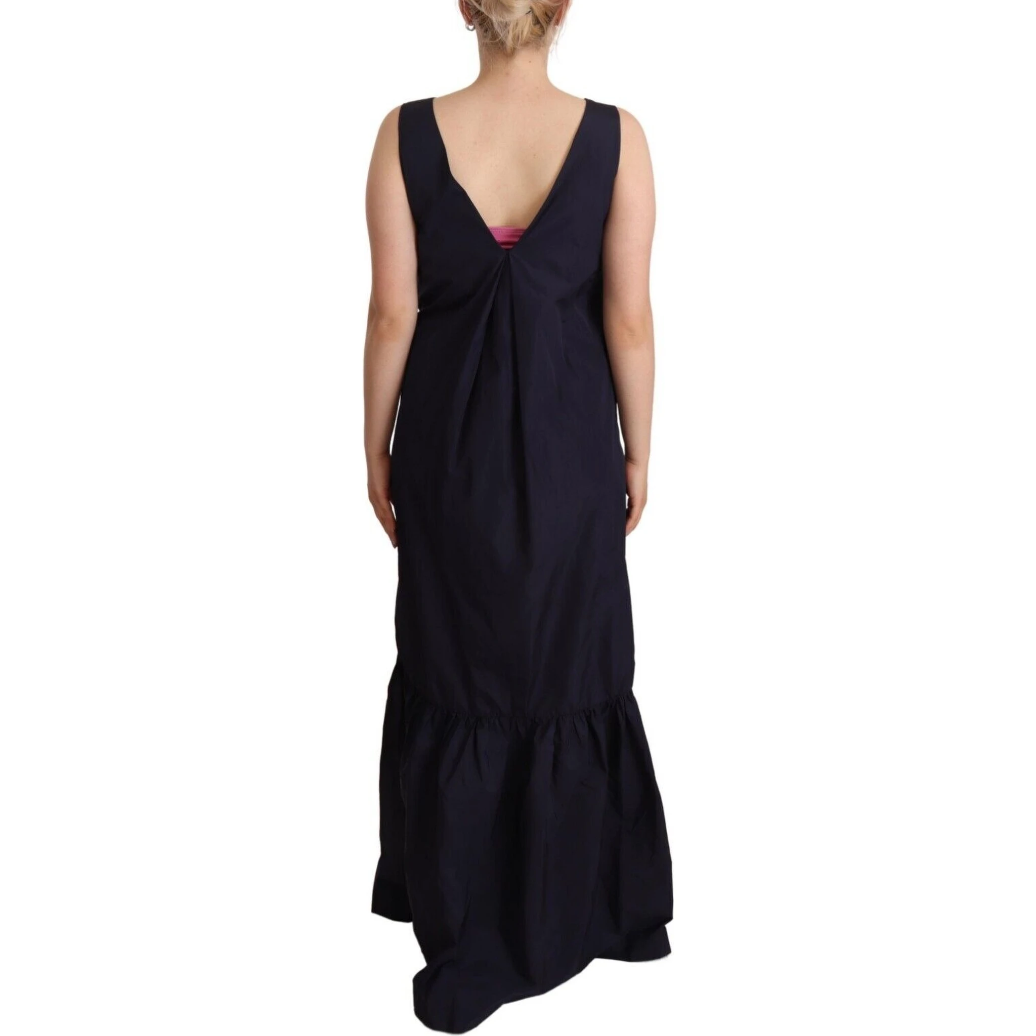 Navy Blue Sleeveless Round Neck Mermaid Long Dress