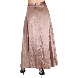 Chocolate Viscose High Waist A-line Maxi Skirt