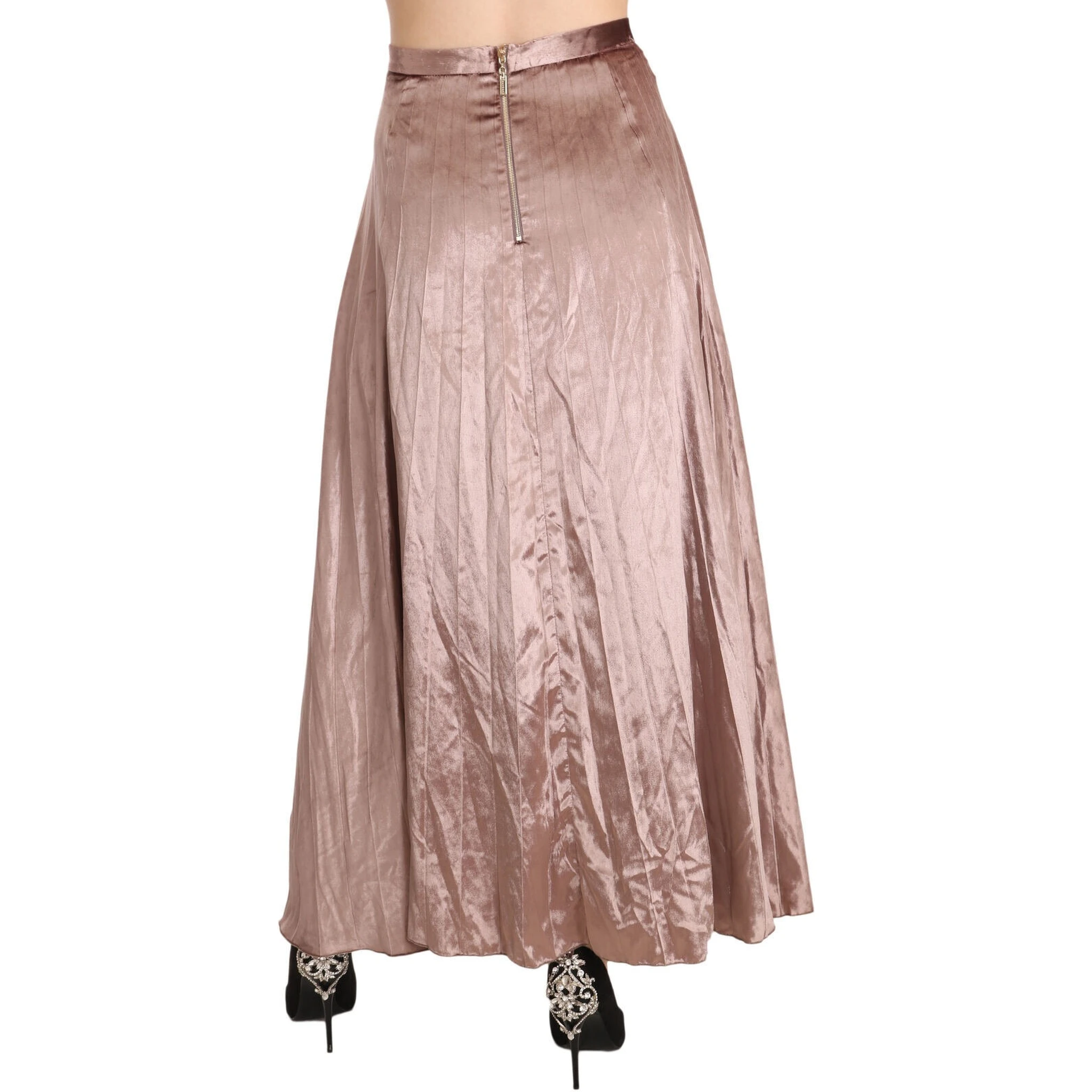 Chocolate Viscose High Waist A-line Maxi Skirt