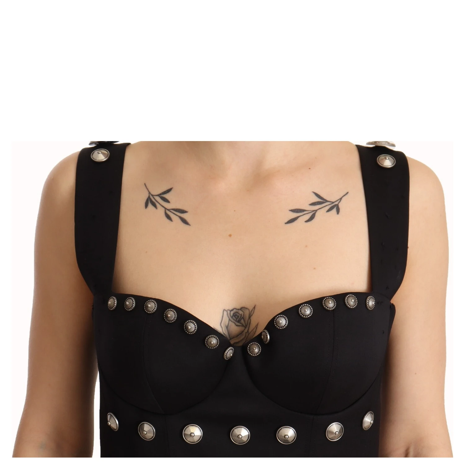 Silk Black Studded Sleeveless A-line Max Dress