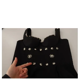 Silk Black Studded Sleeveless A-line Max Dress