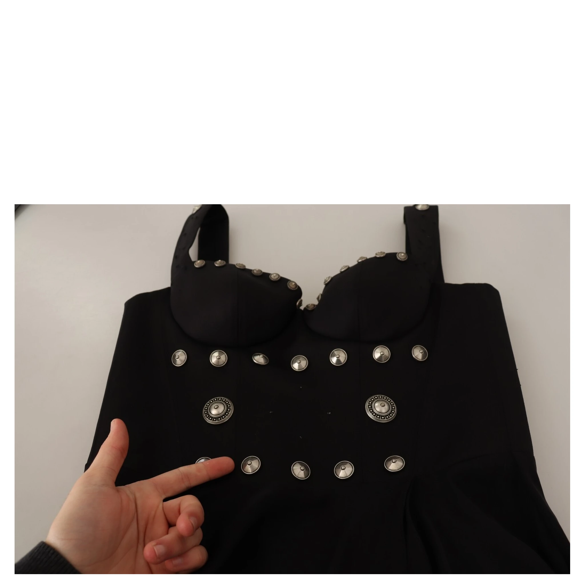 Silk Black Studded Sleeveless A-line Max Dress