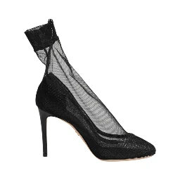 Black Nylon Stretch Mesh Sock Boots  Shoes