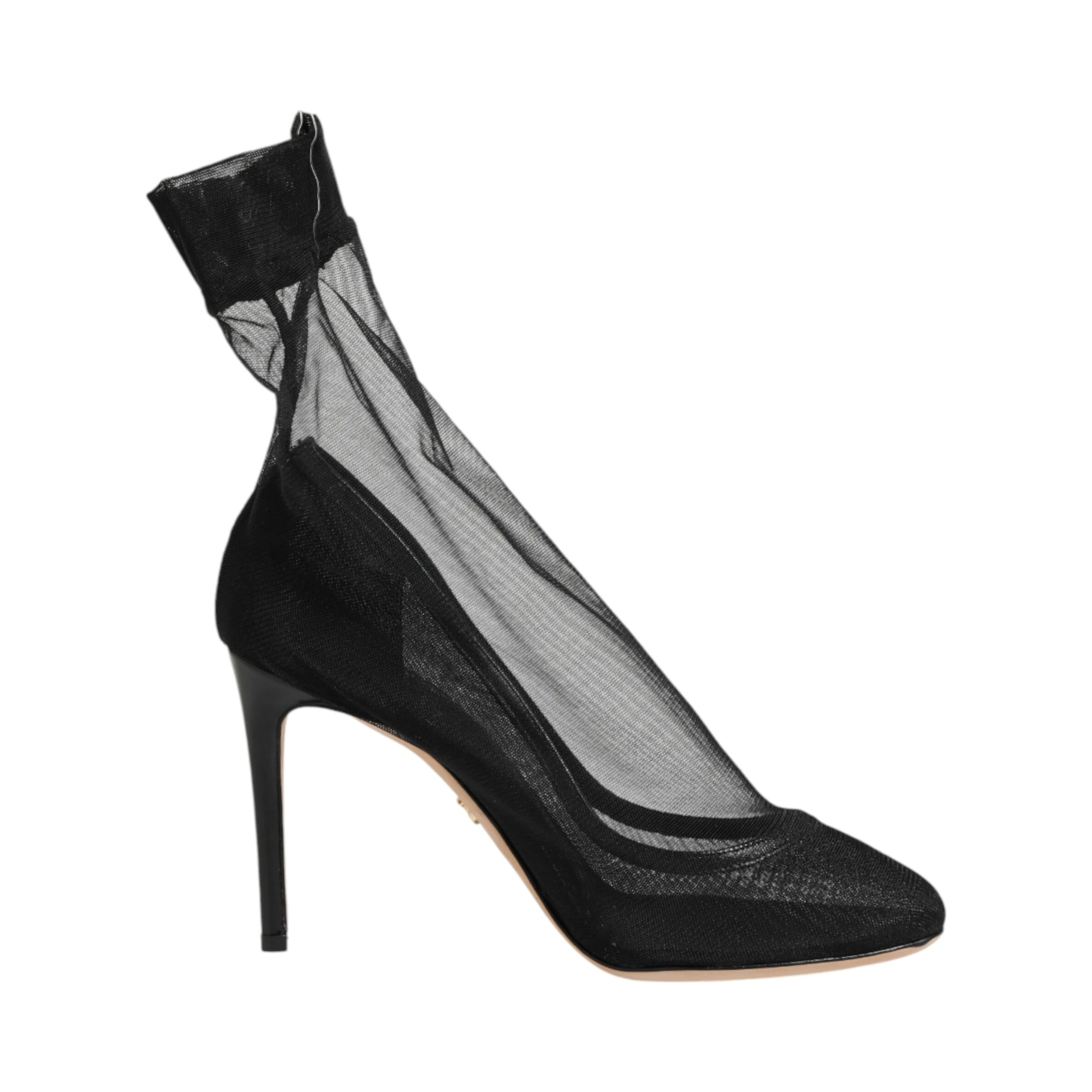Black Nylon Stretch Mesh Sock Boots  Shoes