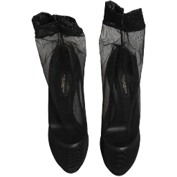 Black Nylon Stretch Mesh Sock Boots  Shoes